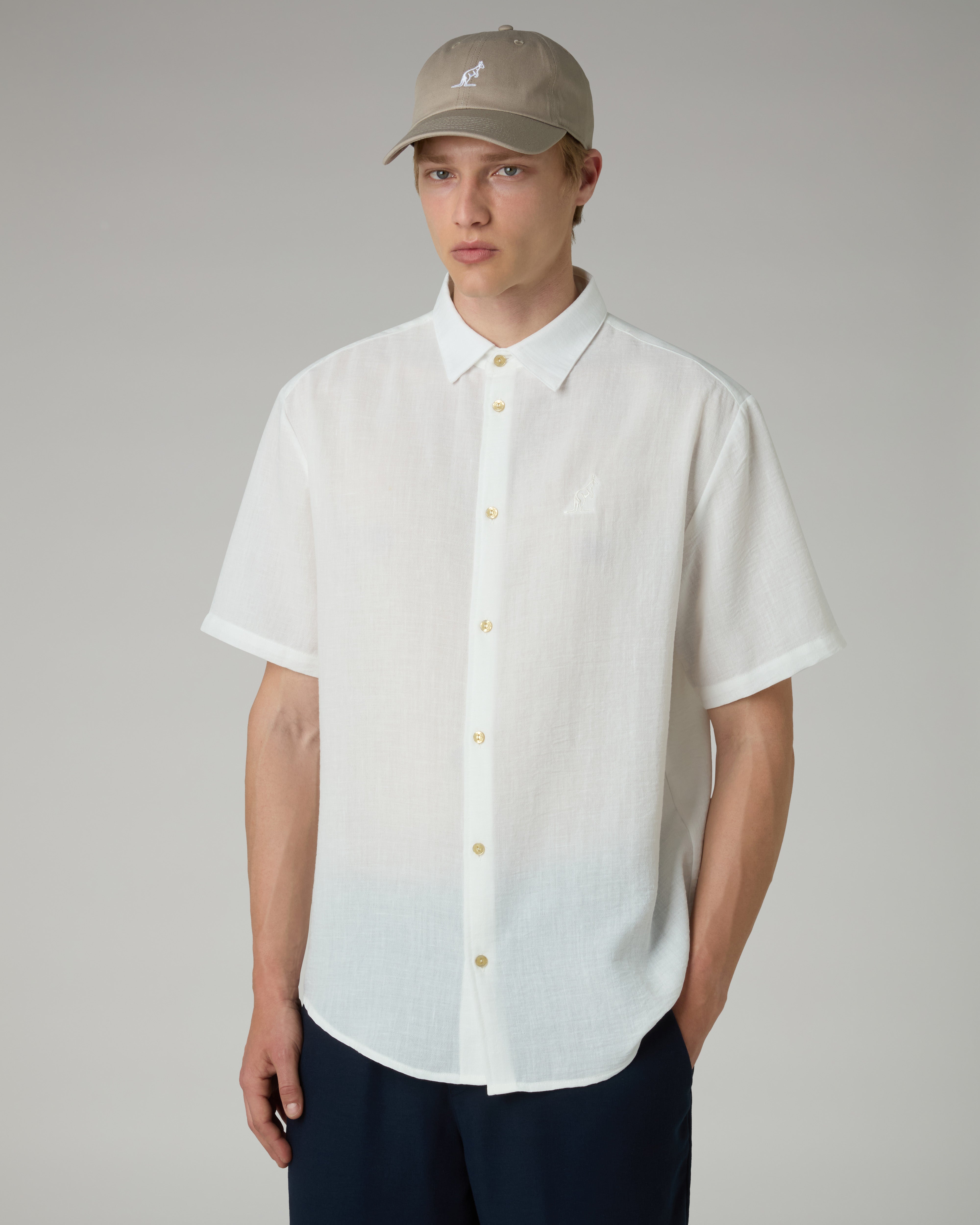 australian-doric-camicia-manica-corta-canvas-latte image 1