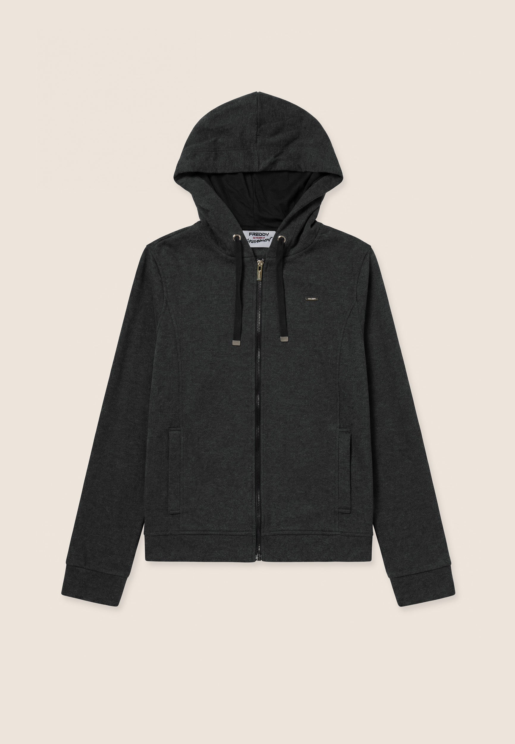 freddy-felpa-donna-con-cappuccio-full-zip-effetto-tricot-m-lange image 4