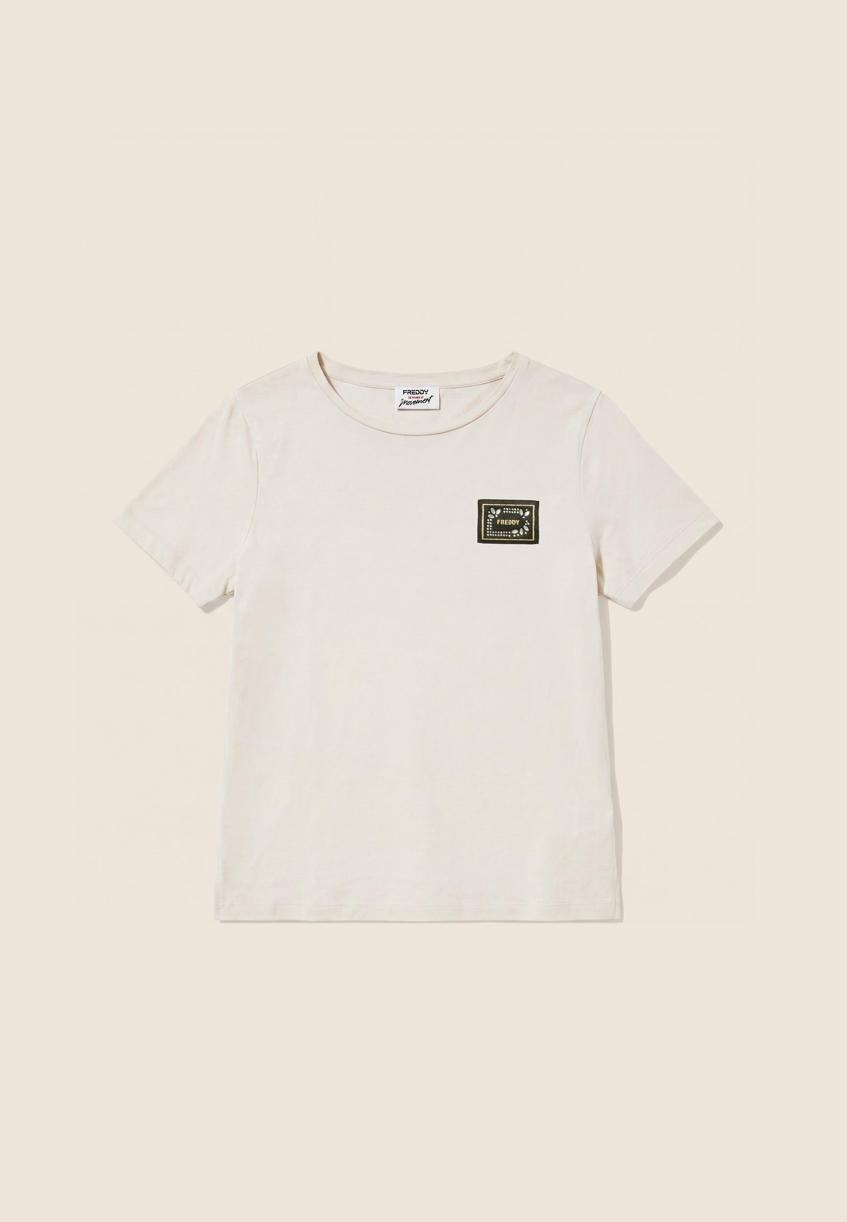 freddy-t-shirt-girocollo-cotone-e-modal-con-patch-strass image 5