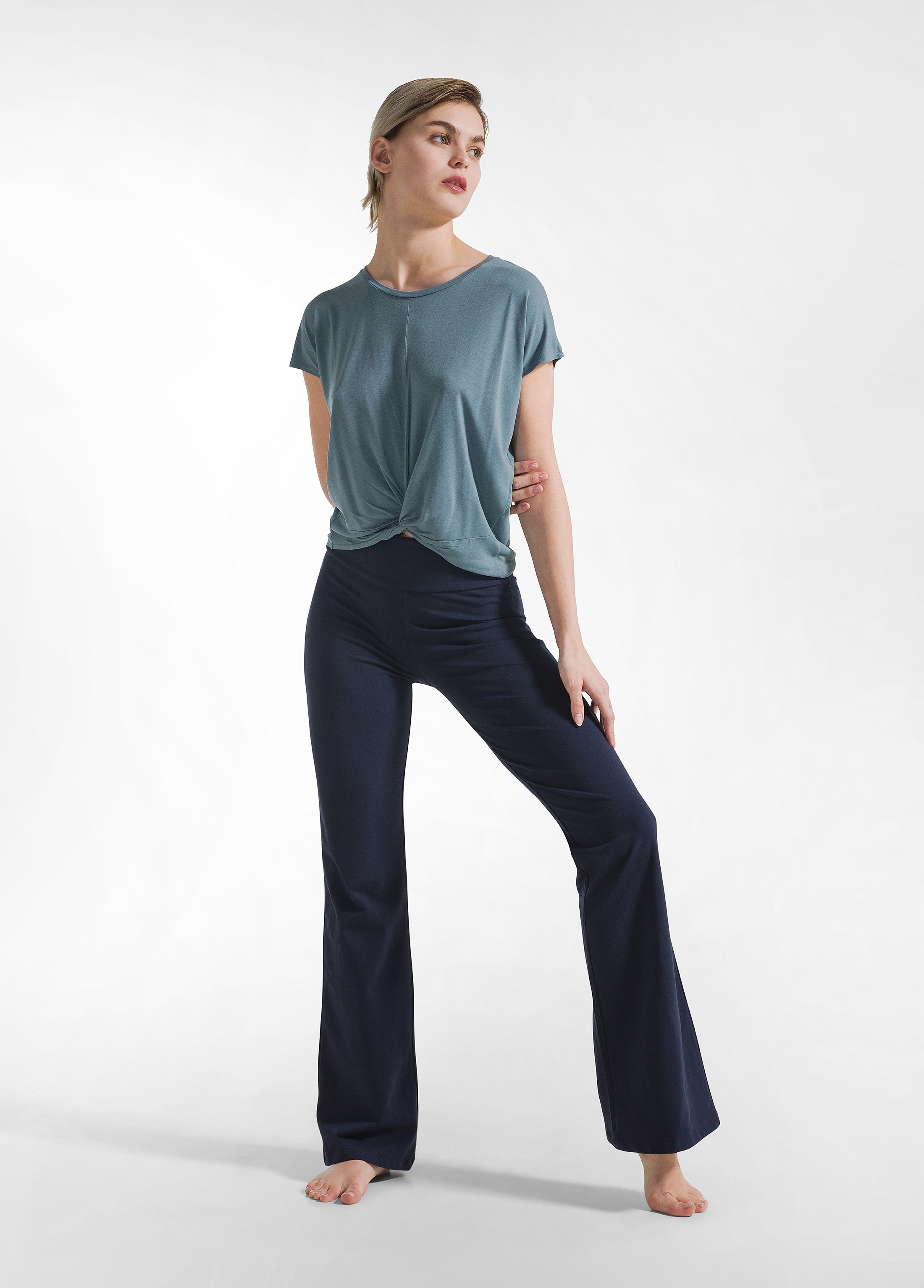 deha-pantaloni-jazz-in-jersey-stretch-blu-tinta-unita-d42016 image 8