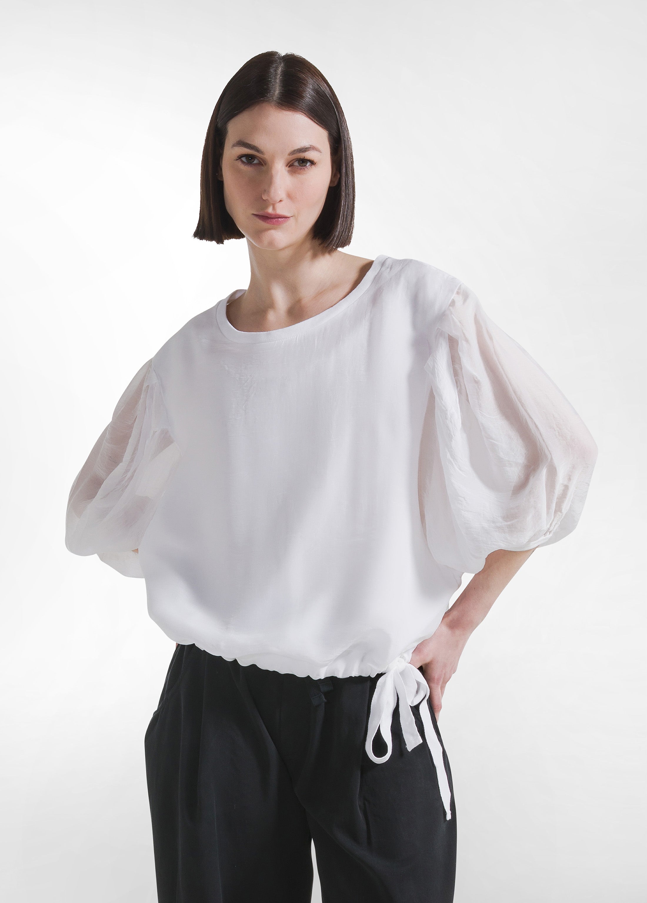 deha-t-shirt-ampia-in-cotone-e-seta-con-strati-sovrapposti-bianco image 1