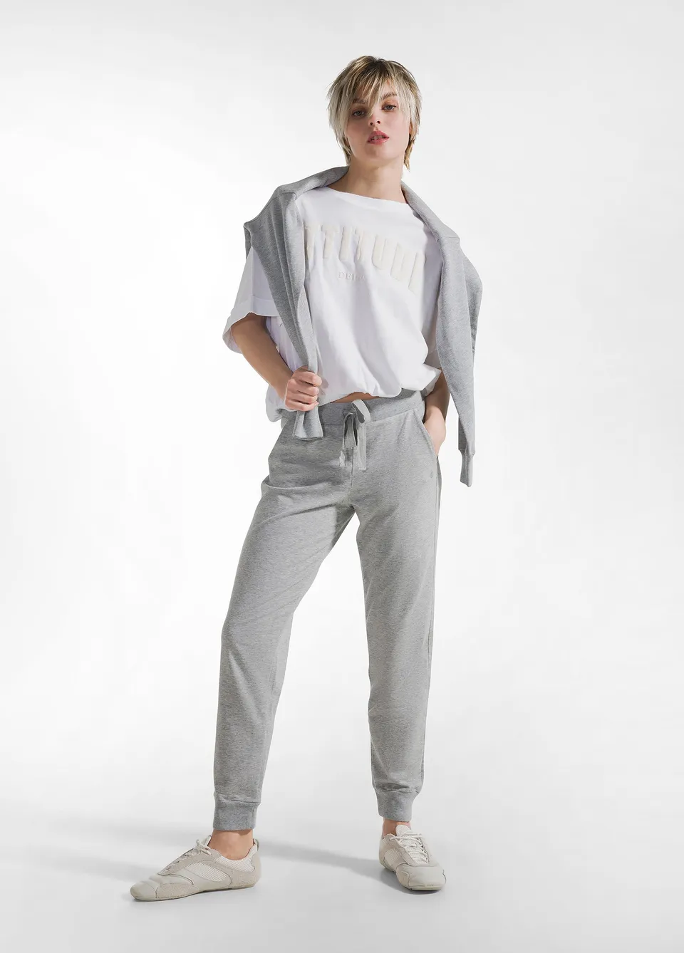 deha-jogger-con-polsino-in-felpa-leggera-grigio image 1