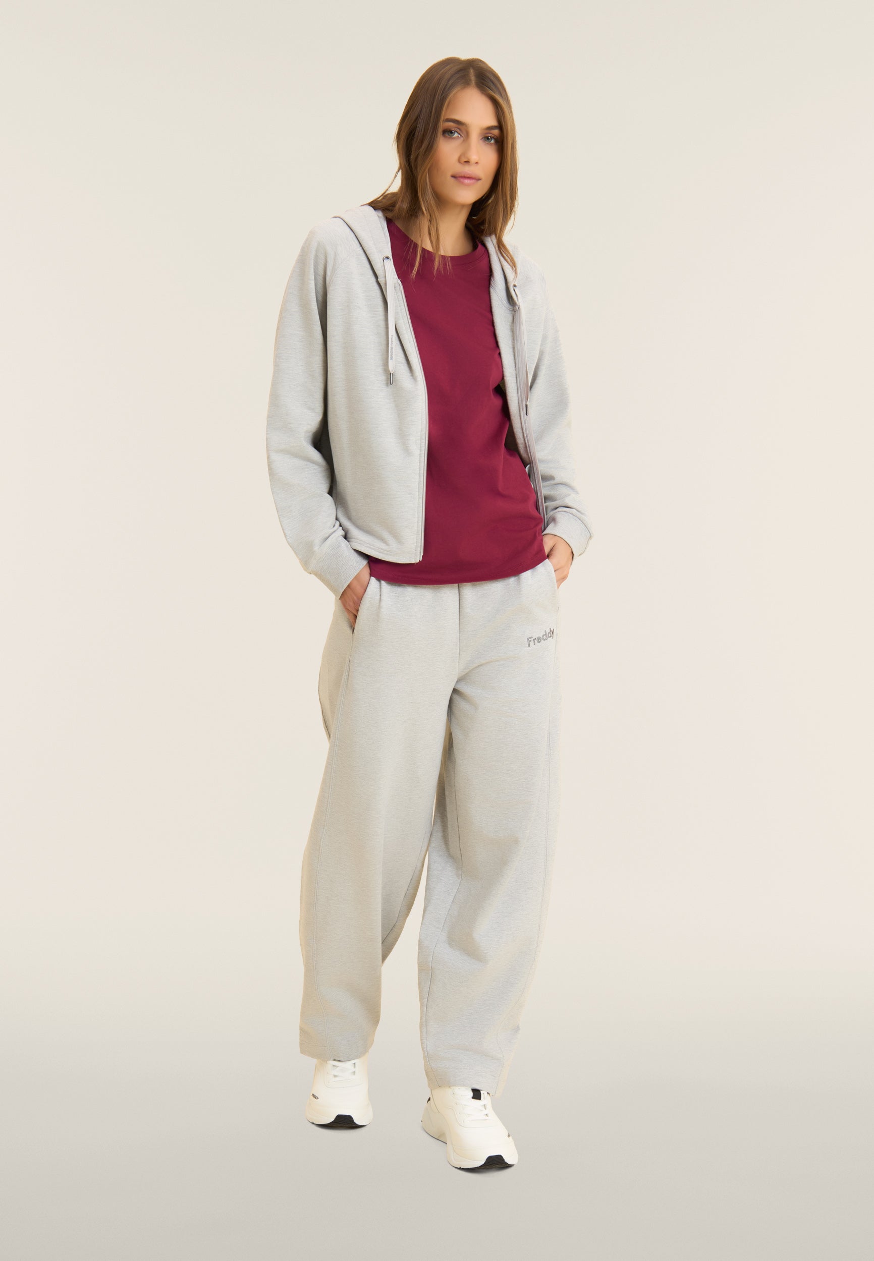 freddy-felpa-boxy-cropped-m-lange-donna-con-zip-e-cappuccio image 2
