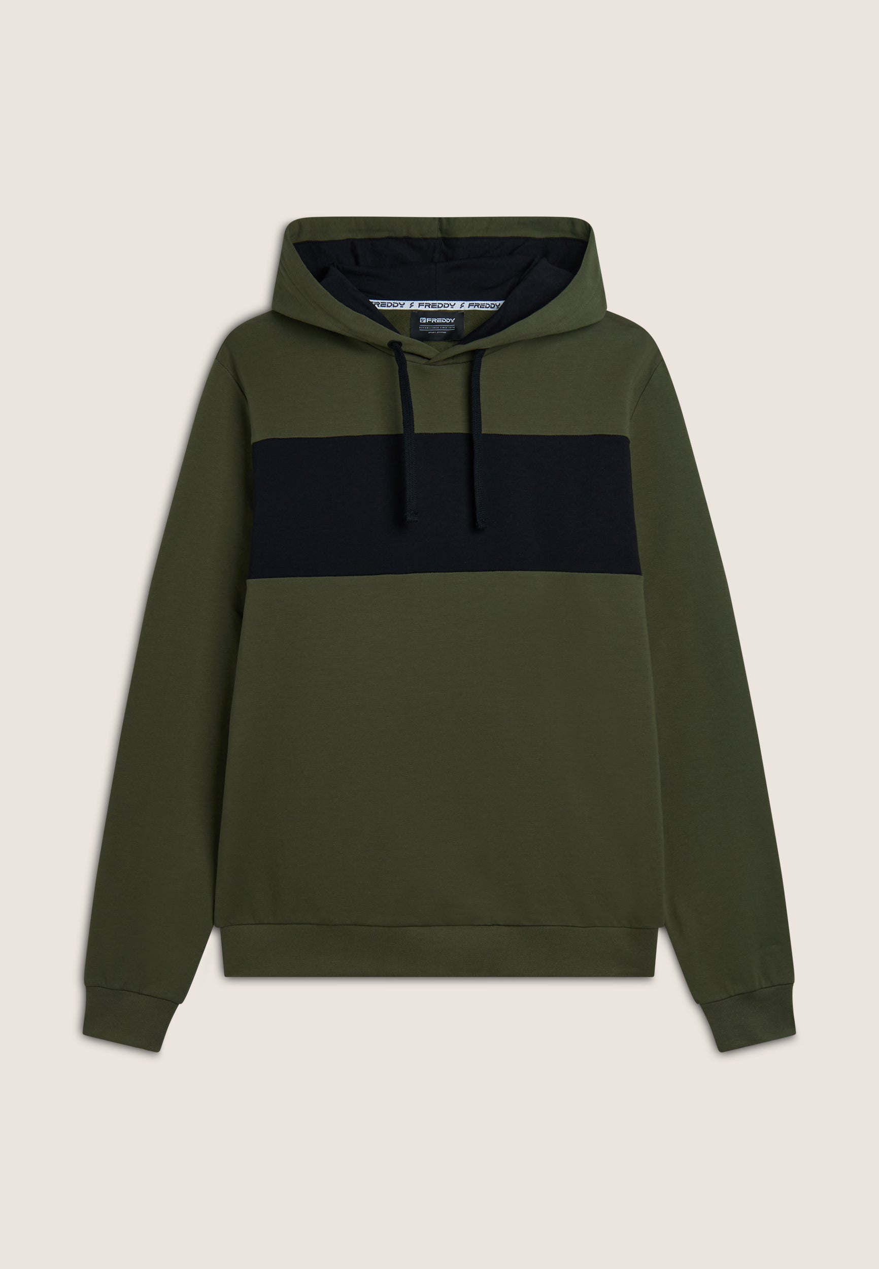 freddy-felpa-uomo-regular-fit-con-cappuccio-e-zip-color-block image 1