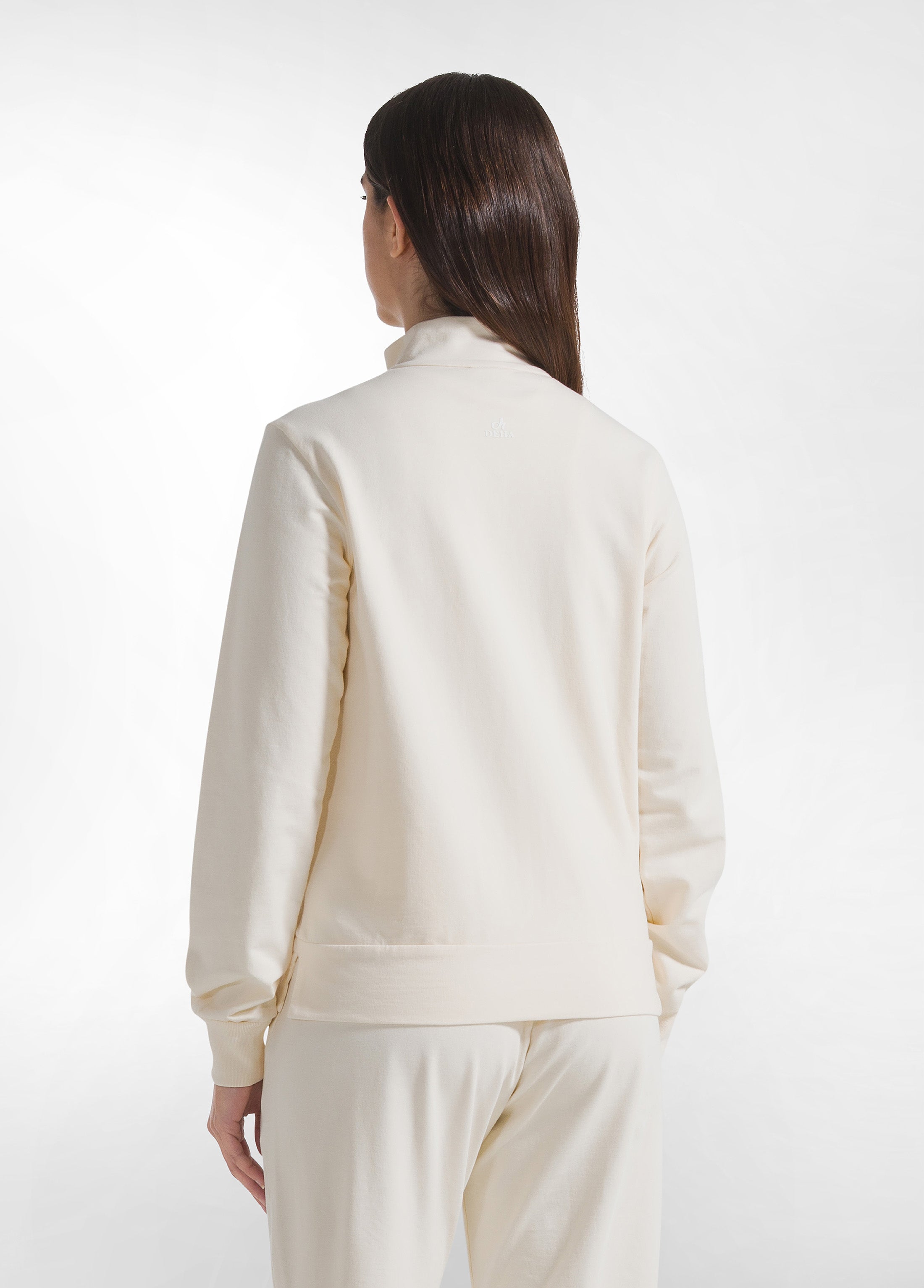 deha-felpa-leggera-core-d42240-felpa-zip-cotone-organico-bianco image 2