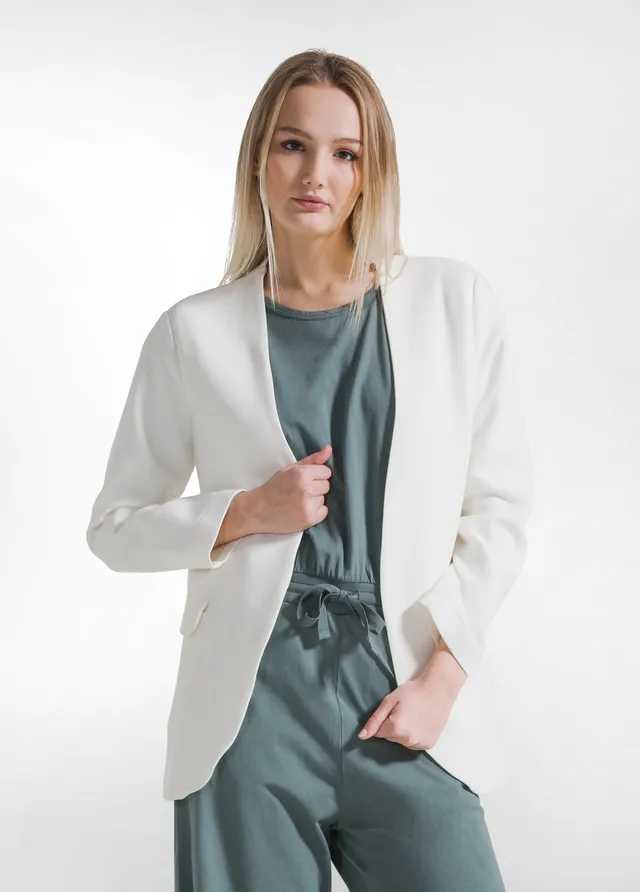 deha-felpa-blazer-aperta-in-scuba-di-cotone-bianco image 1