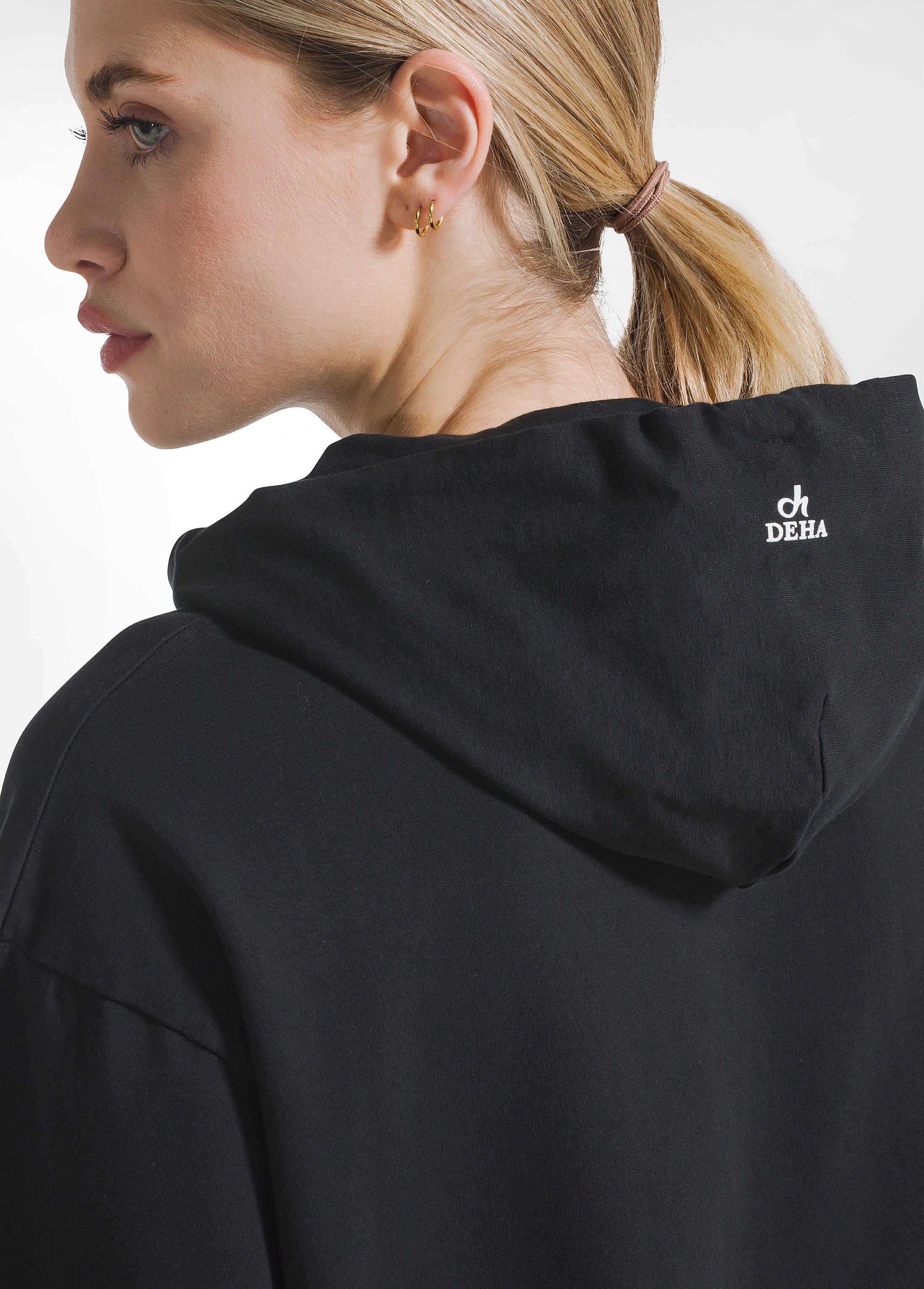 deha-felpa-con-cappuccio-full-zip-in-tessuto-stretch-nero image 3