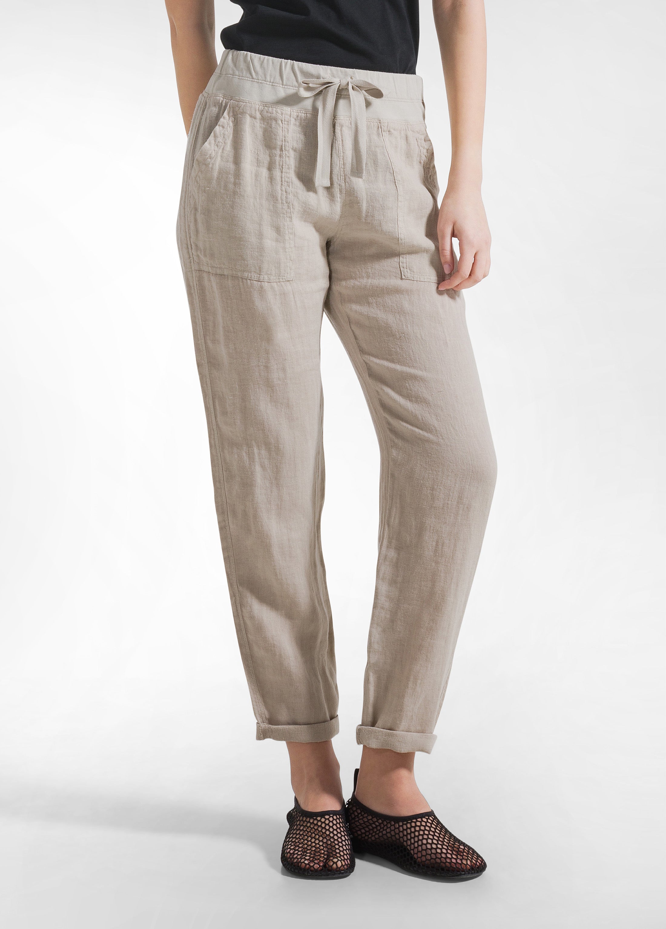 deha-pantaloni-in-lino-beige-pantaloni-estivi-100-lino image 2