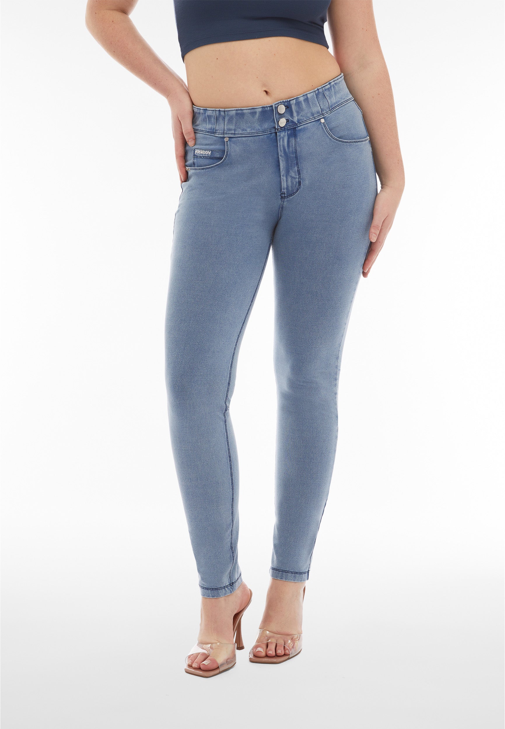 freddy-n-o-w-pantaloni-skinny-vita-media-in-jersey-denim image 1