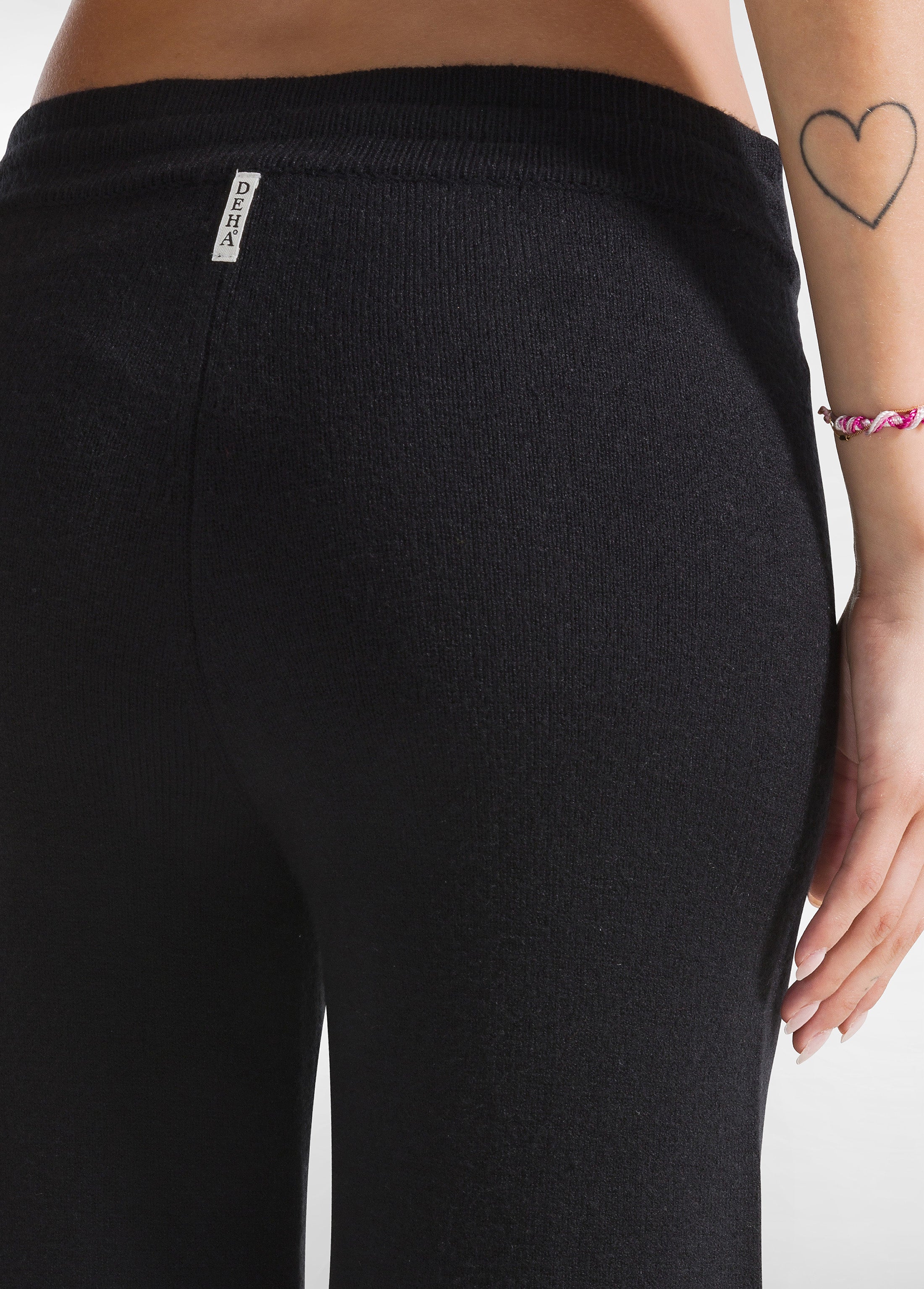 deha-pantalone-gamba-larga-in-maglia-nero-comfort-donna image 4