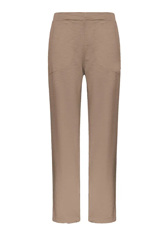 deha-d42665-pantaloni-dritti-cotone-fiammato-marrone image 1