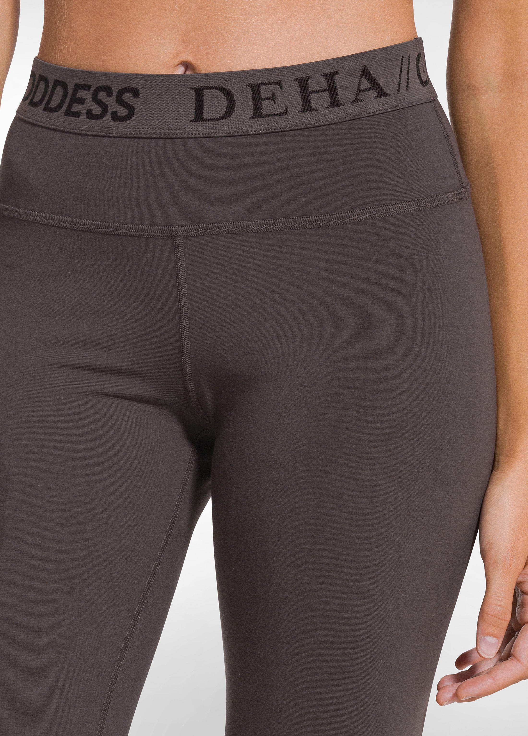 deha-leggings-in-jersey-stretch-con-logo-marrone-donna image 4