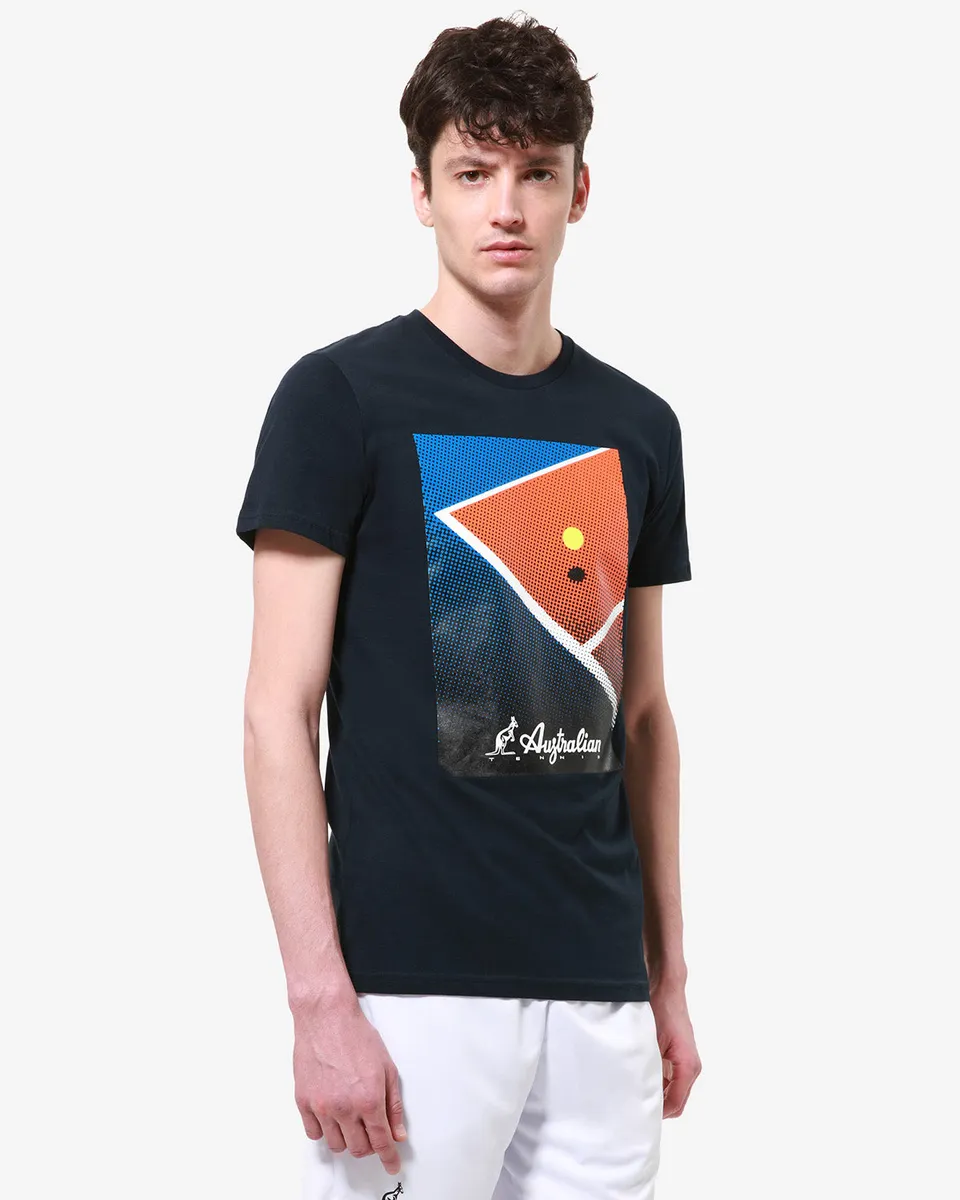 australian-court-graphic-t-shirt-maglietta-tennis-cotone-blu-navy image 1