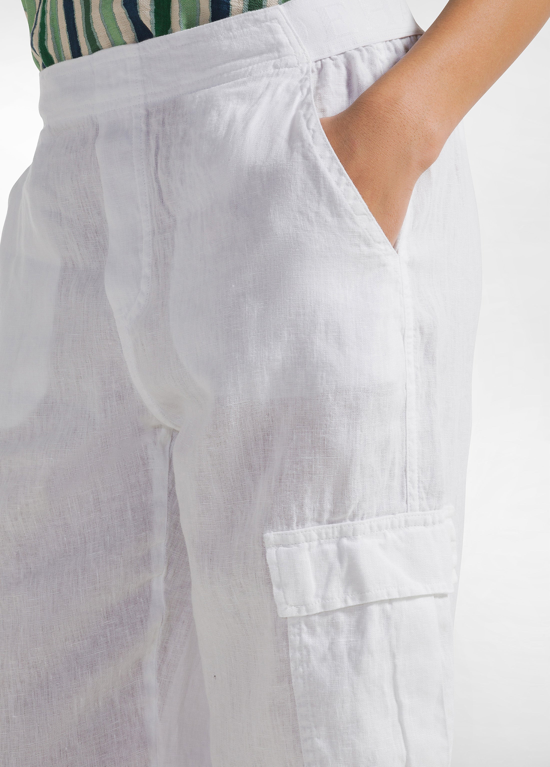 deha-pantalone-cargo-in-lino-bianco-con-elastico image 4