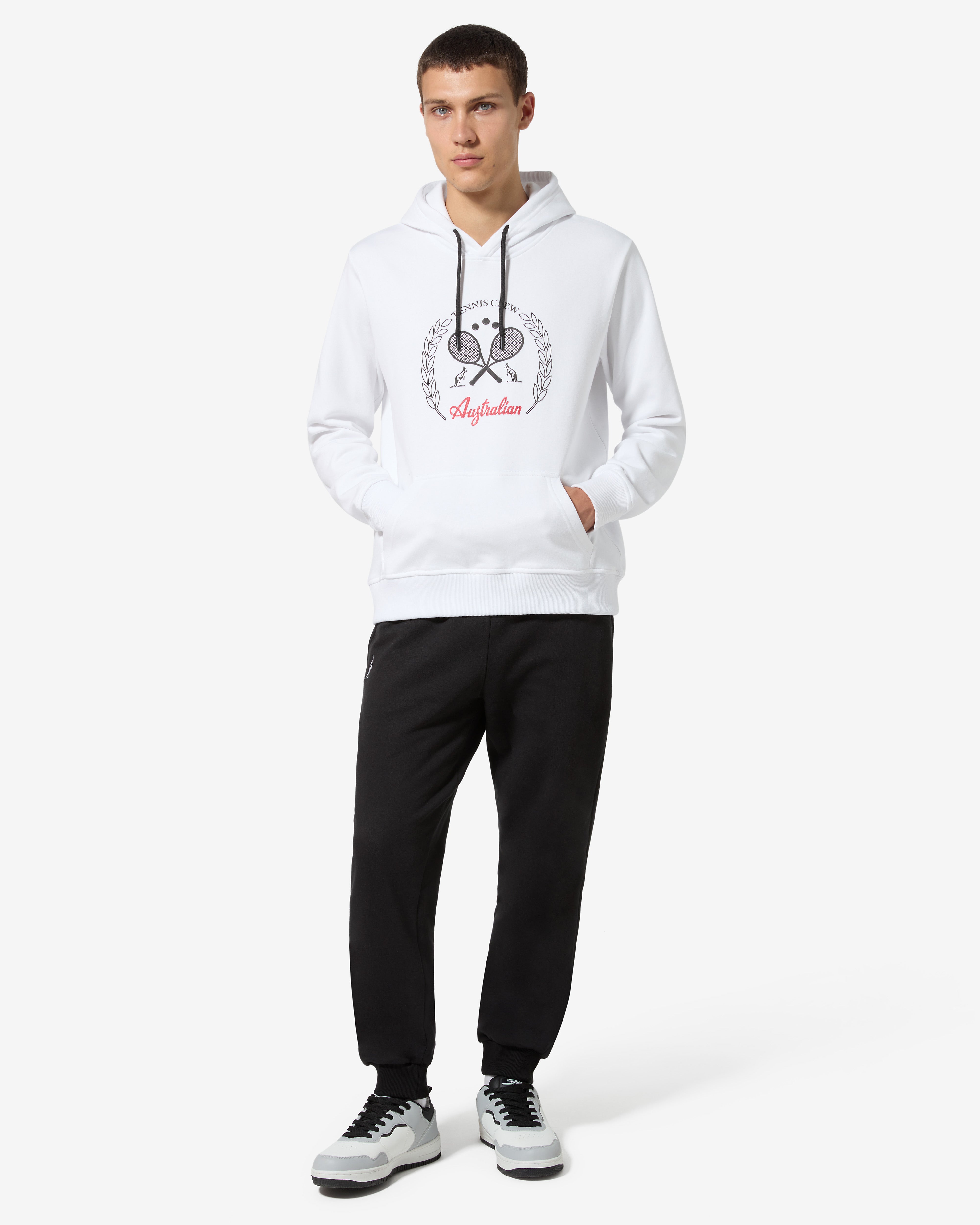 australian-tennis-crew-hoodie-felpa-con-cappuccio-bianco-cotone image 2
