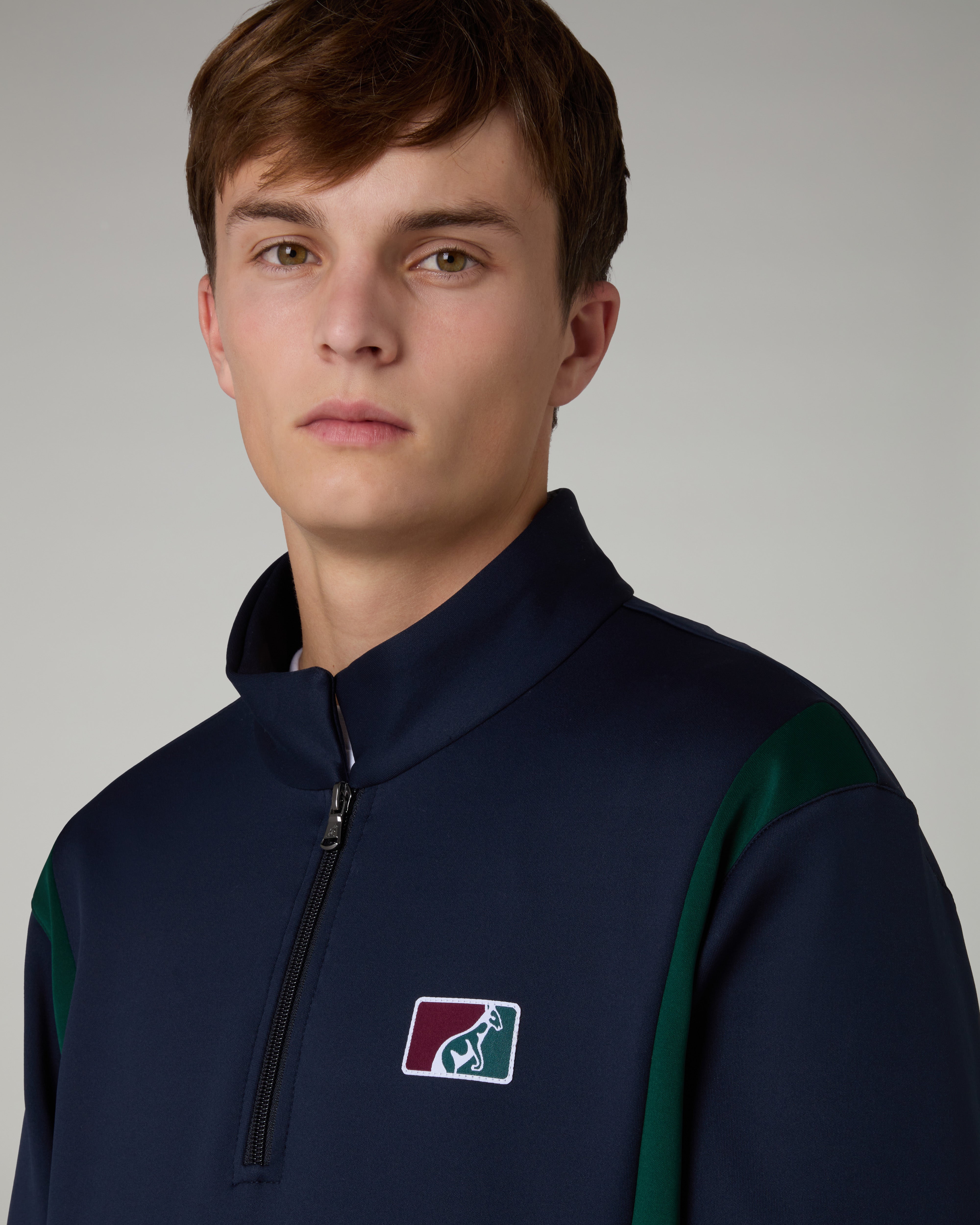 australian-classic-crewneck-mezza-zip-blu-navy image 4