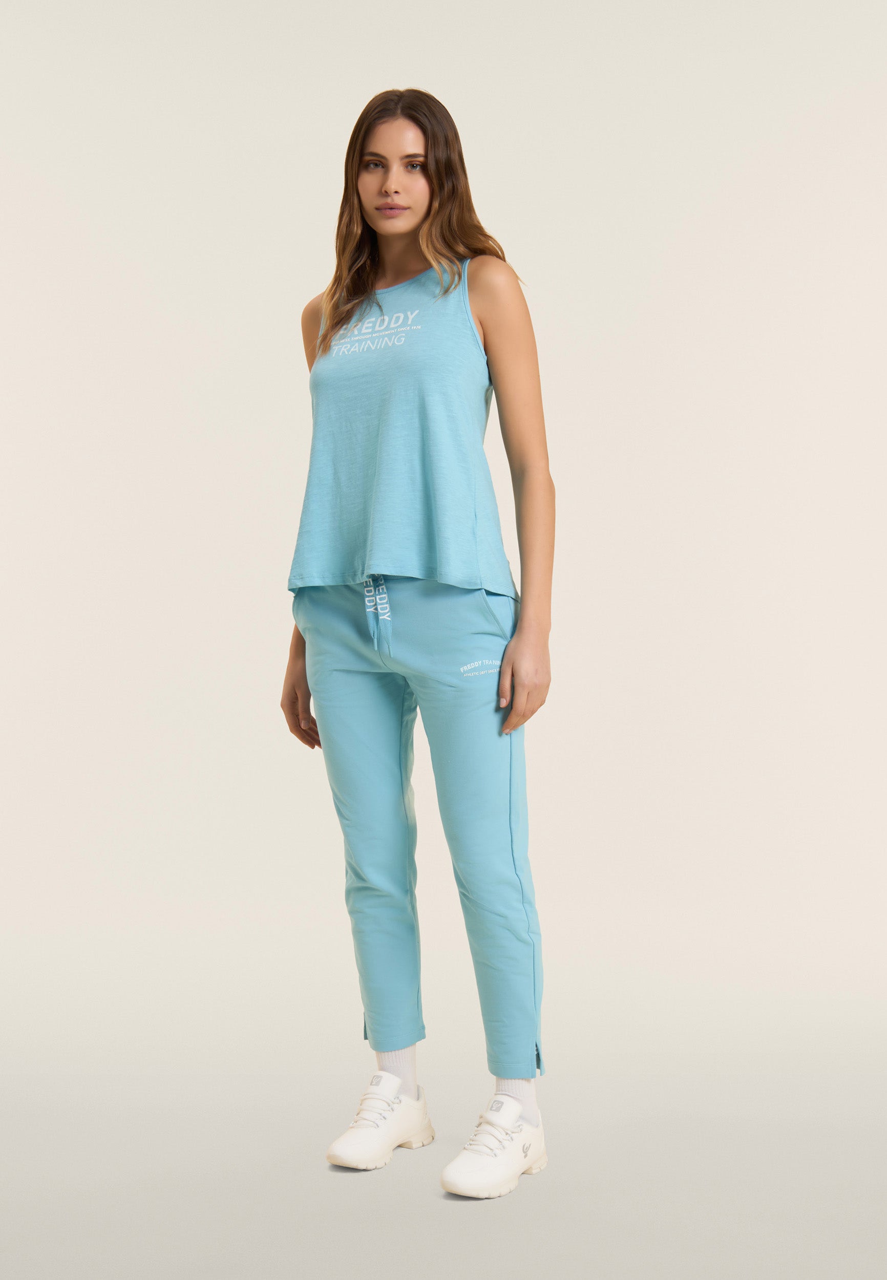 freddy-pantaloni-donna-7-8-spacchi-laterali-logo-freddy-french-terry image 5