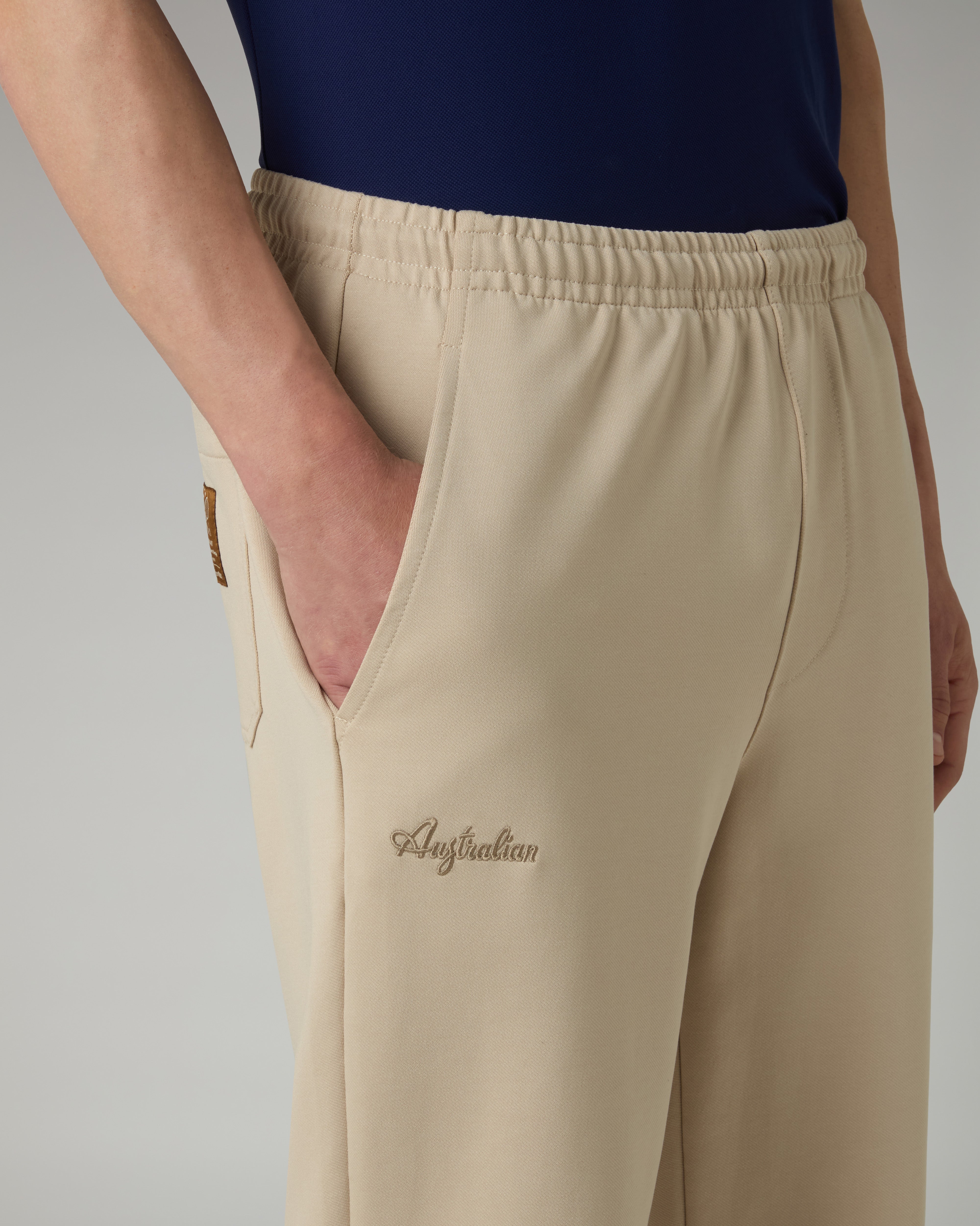 australian-dream-track-pant-cotone-sabbia-logo-ricamato-made-in-italy image 4