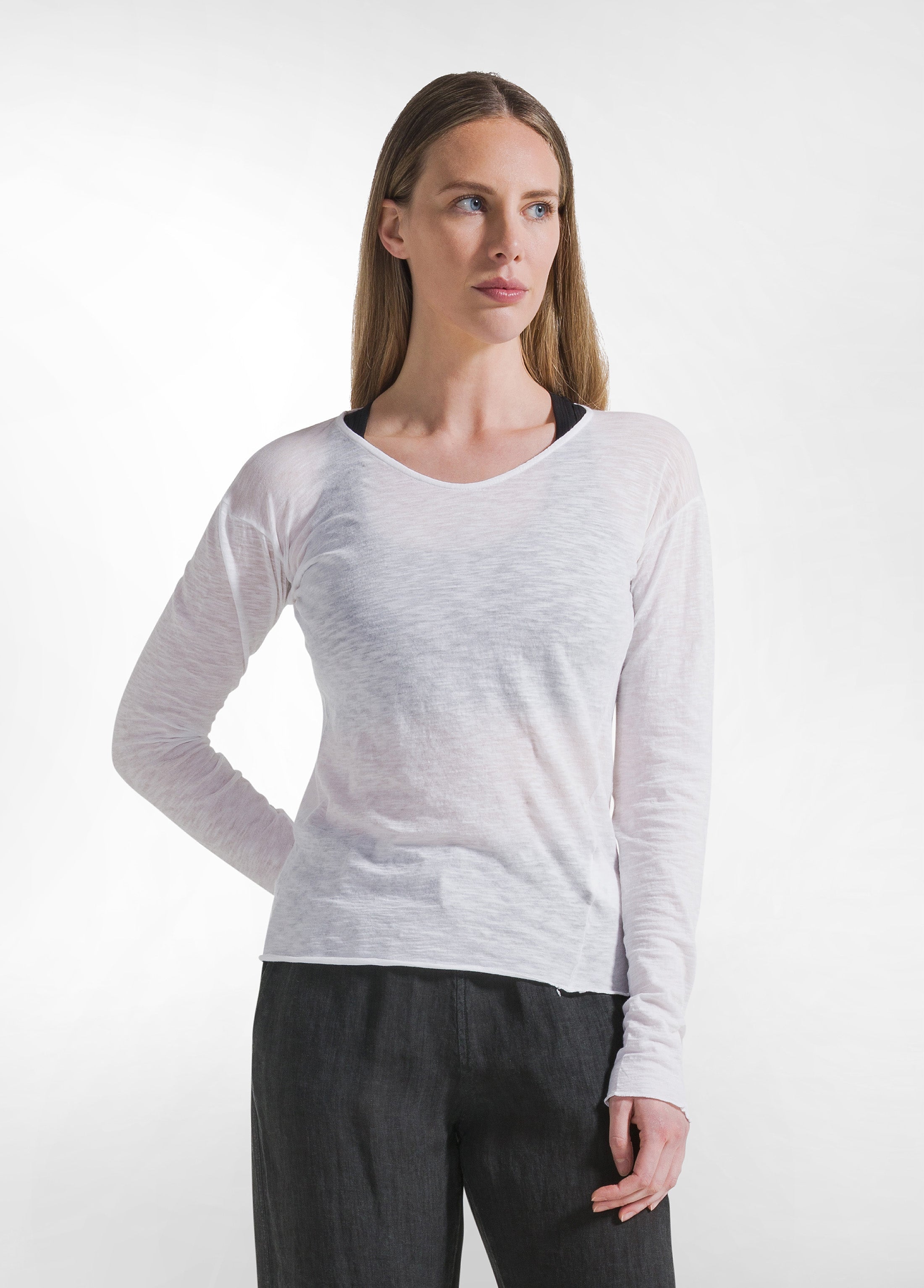 deha-d42670-t-shirt-slim-fit-in-cotone-slub-bianco image 1