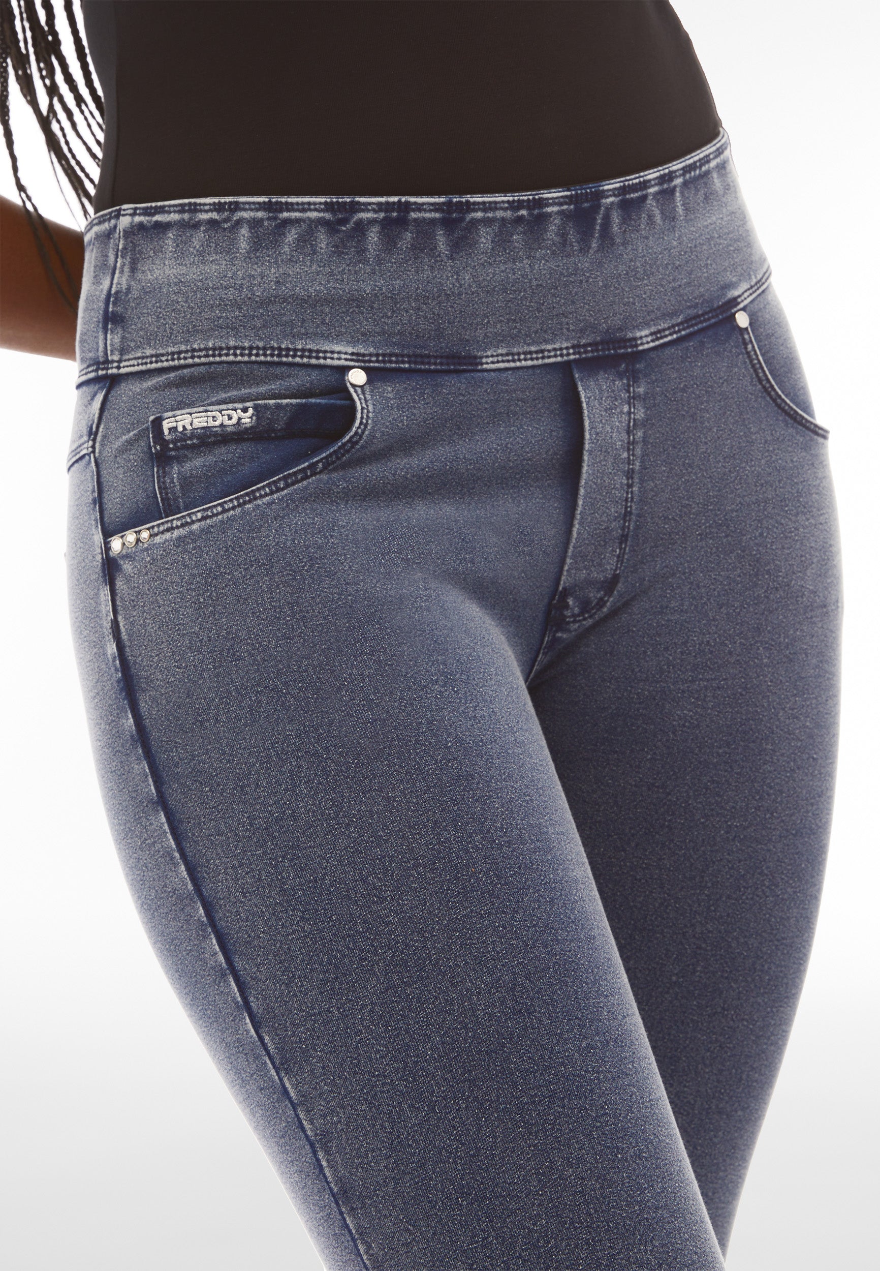 freddy-n-o-w-pantaloni-skinny-donna-vita-risvoltabile-jersey-denim image 4