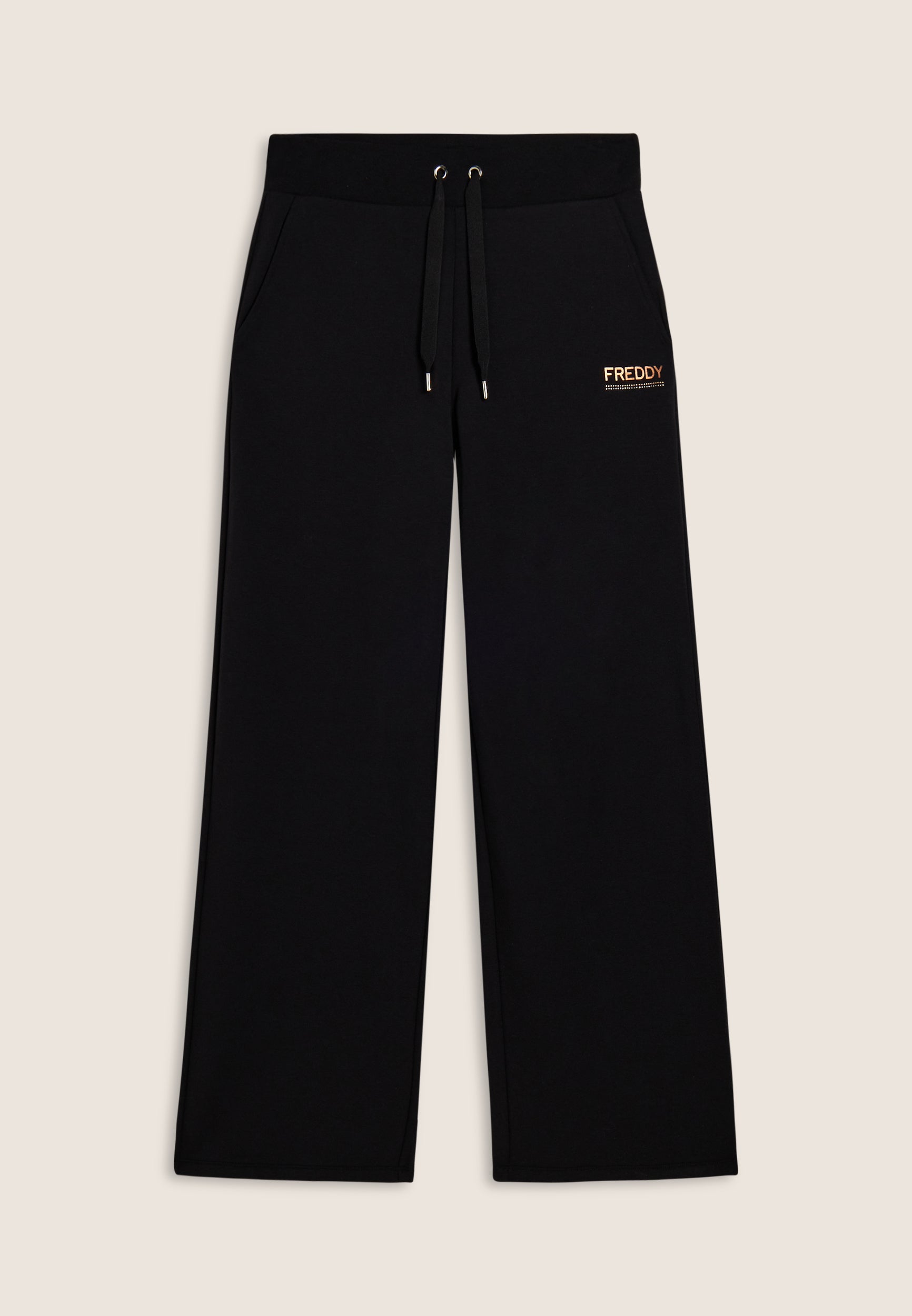 freddy-pantaloni-wide-leg-donna-con-logo-in-strass-bicolore image 5