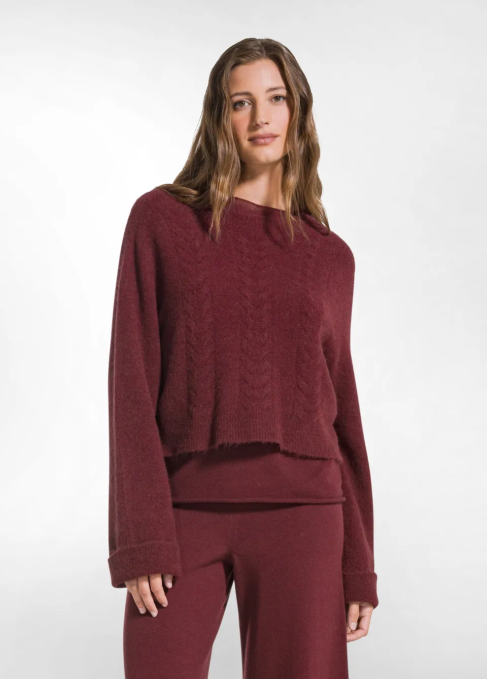 deha-maglione-in-alpaca-a-trecce-rosso-d52720 image 1