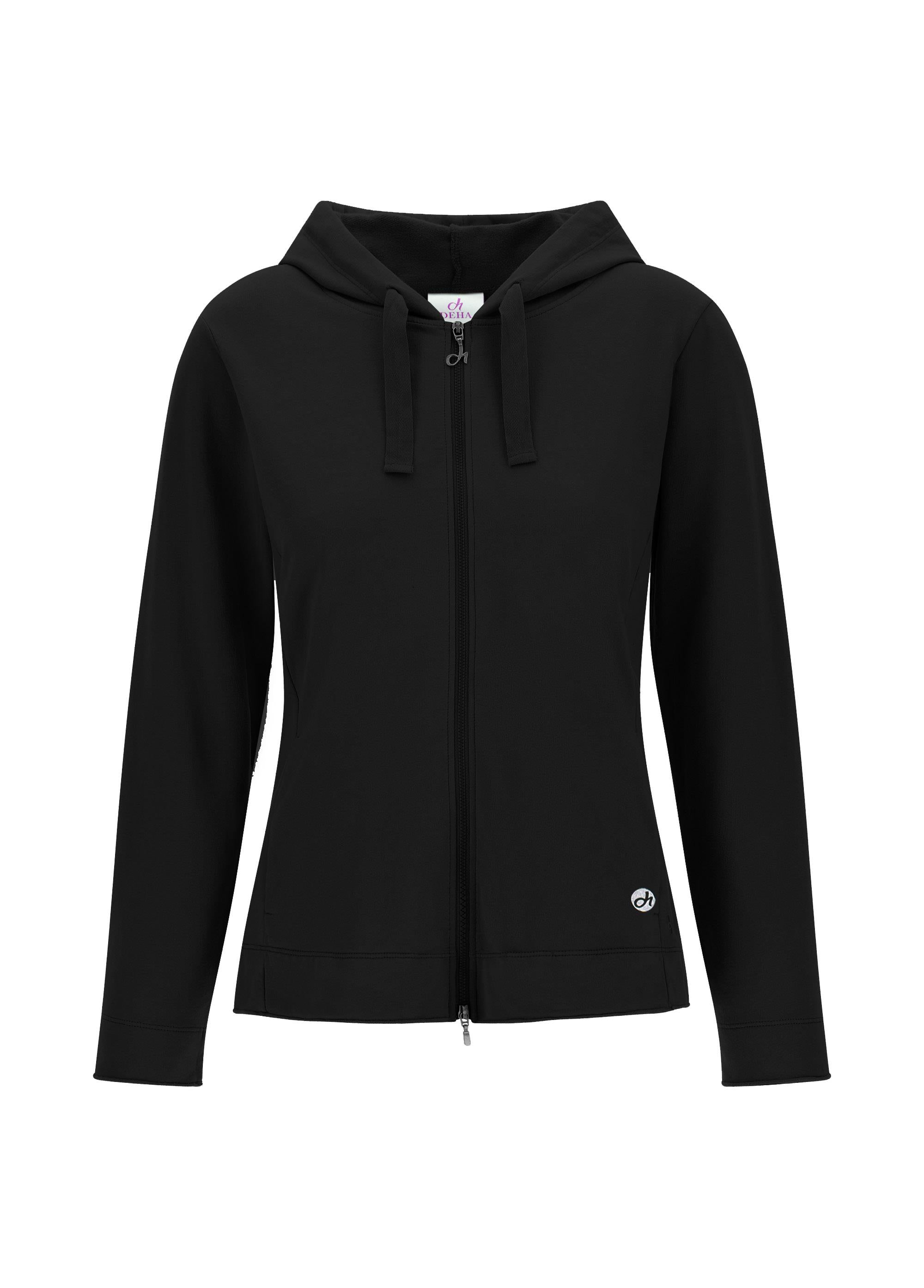 deha-felpa-con-zip-e-cappuccio-in-cotone-stretch-nero image 3