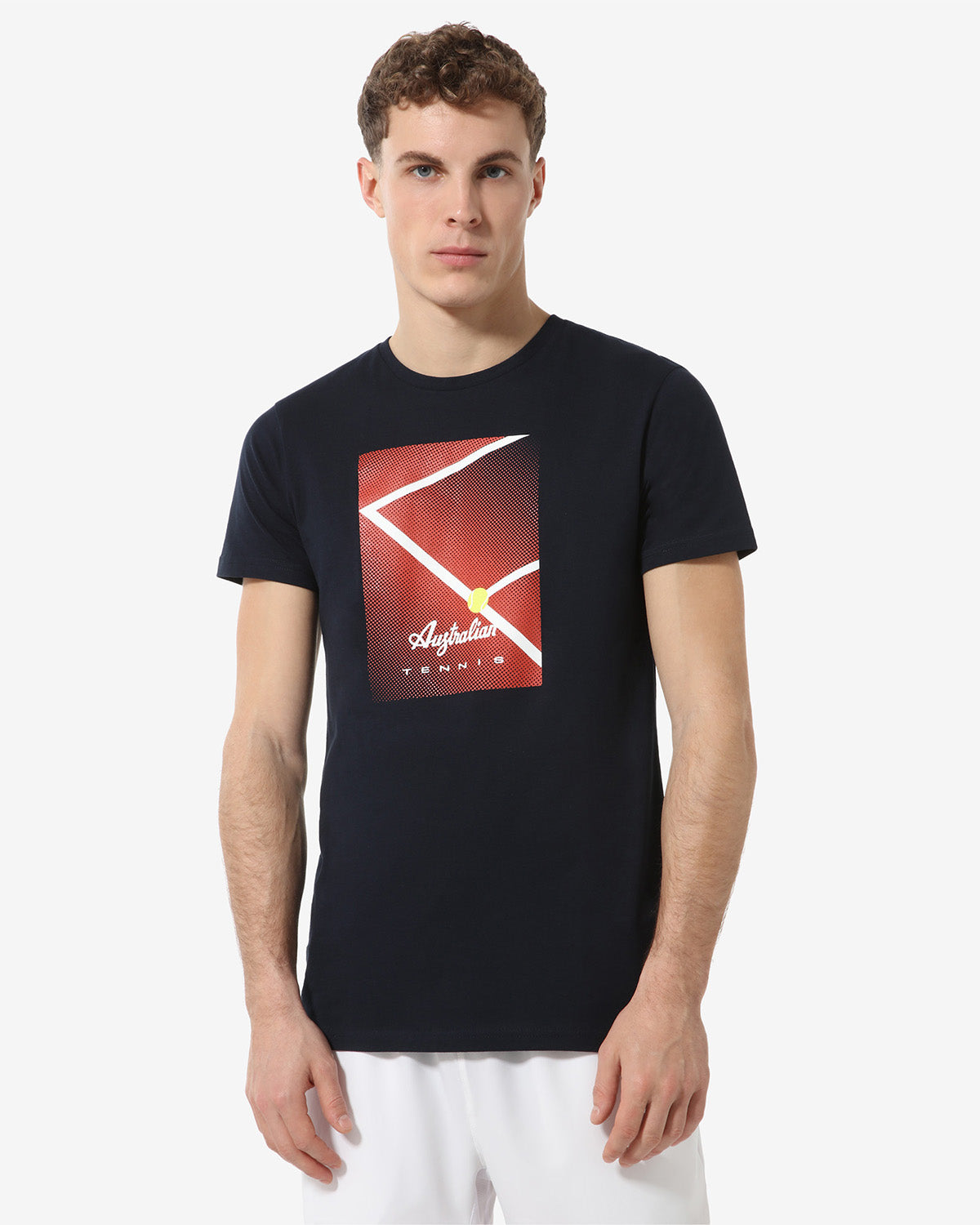 australian-court-t-shirt-tennis-con-stampa-petto-blu-navy image 1