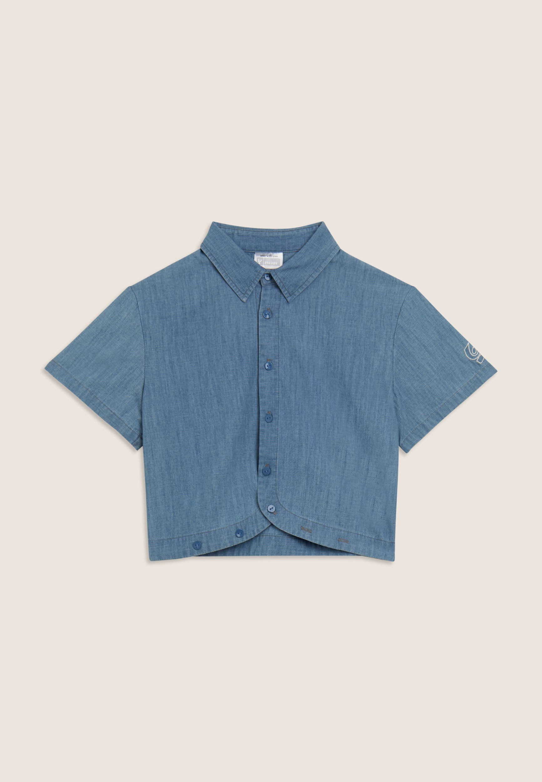freddy-camicia-cropped-bambina-chambray-denim-manica-corta image 5
