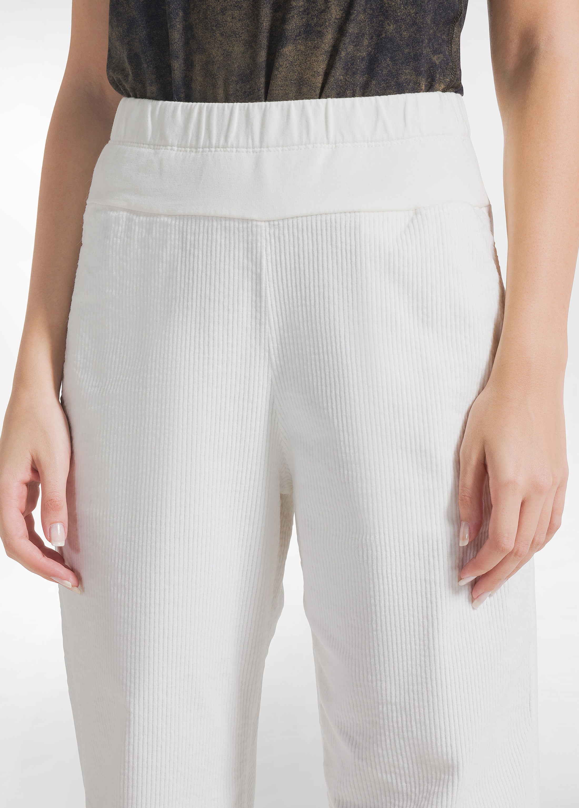 deha-pantaloni-in-velluto-stretch-bianco-donna-comfort-99-cotone image 4