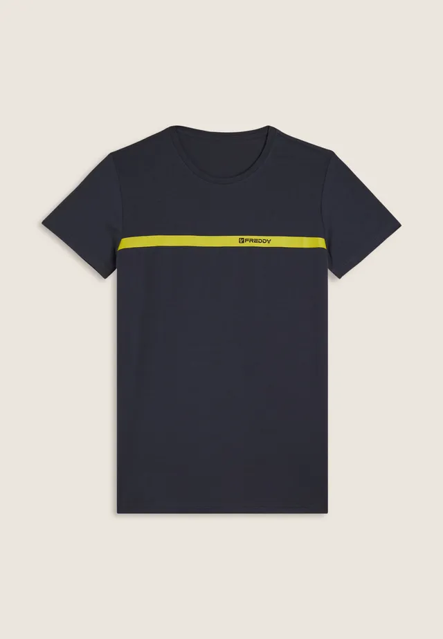 freddy-t-shirt-uomo-cotone-con-banda-a-contrasto-e-logo image 1