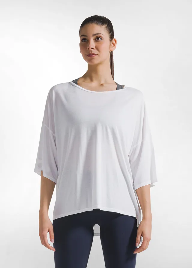 deha-d42044-t-shirt-yoga-oversize-tinta-unita-bianco image 1