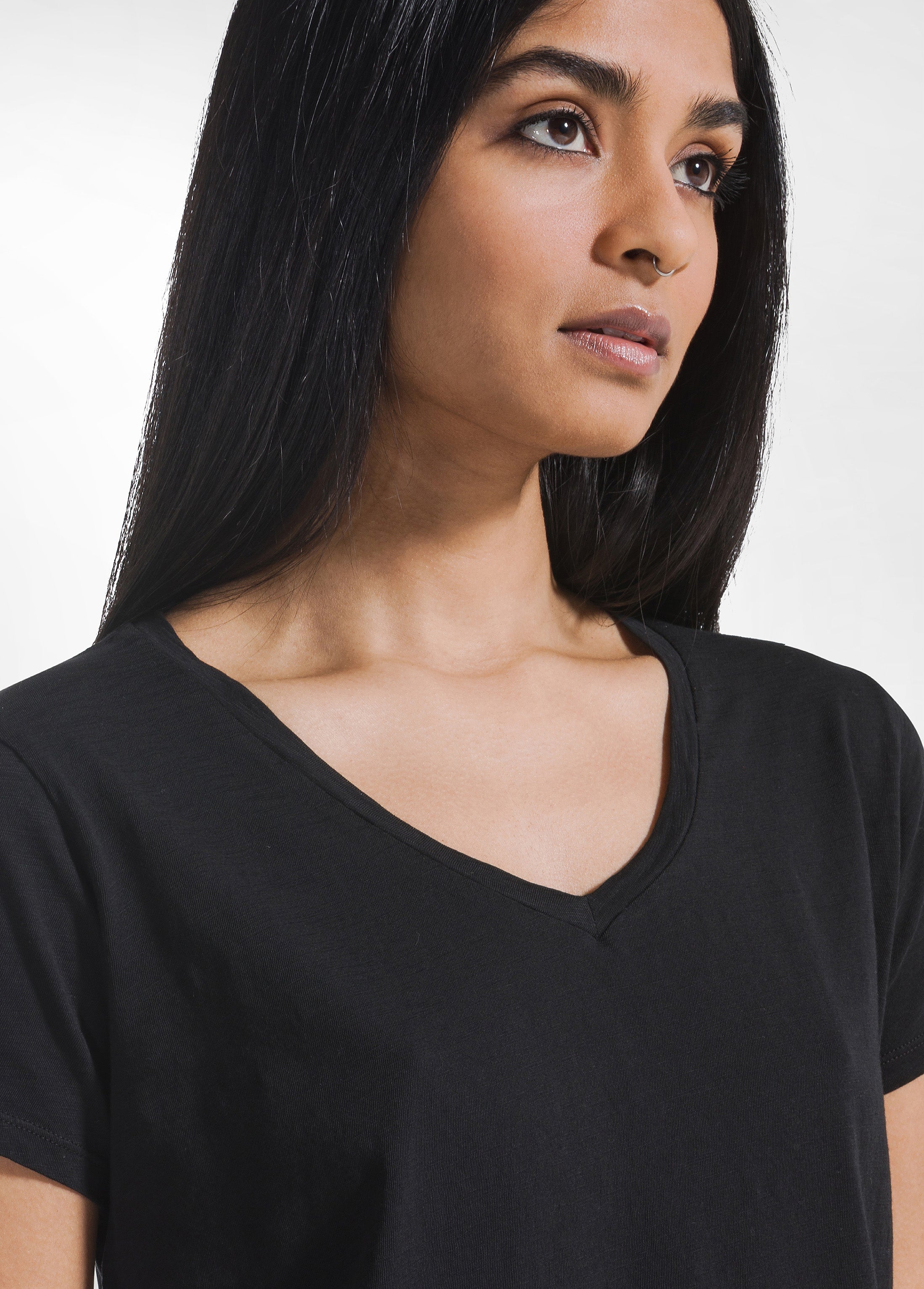 deha-t-shirt-in-cotone-con-dettagli-in-seta-nero-d42492 image 3