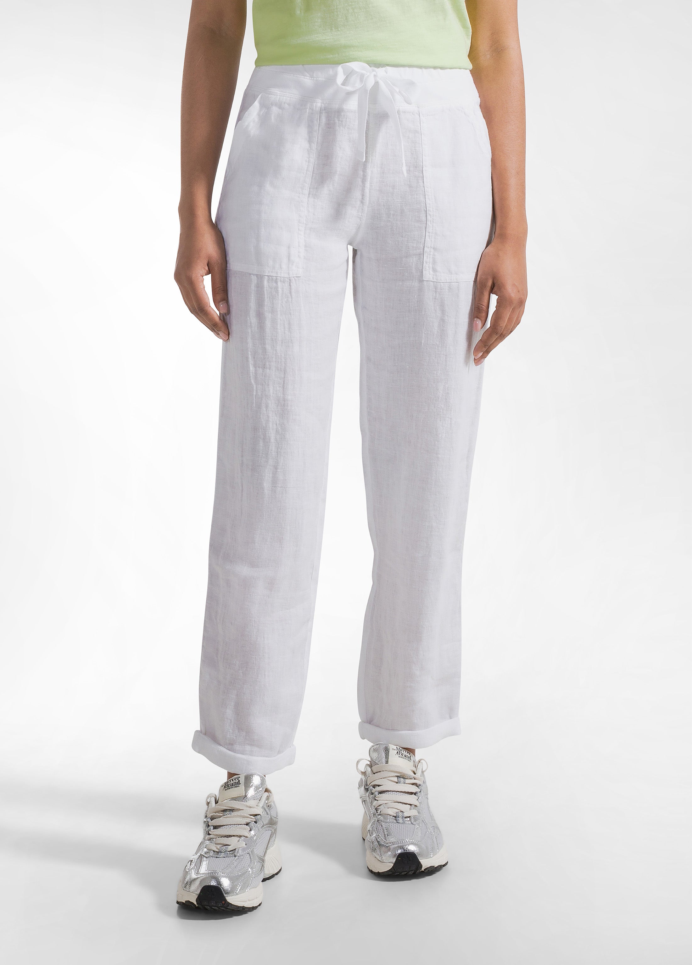 deha-d42596-pantaloni-in-lino-bianco image 2