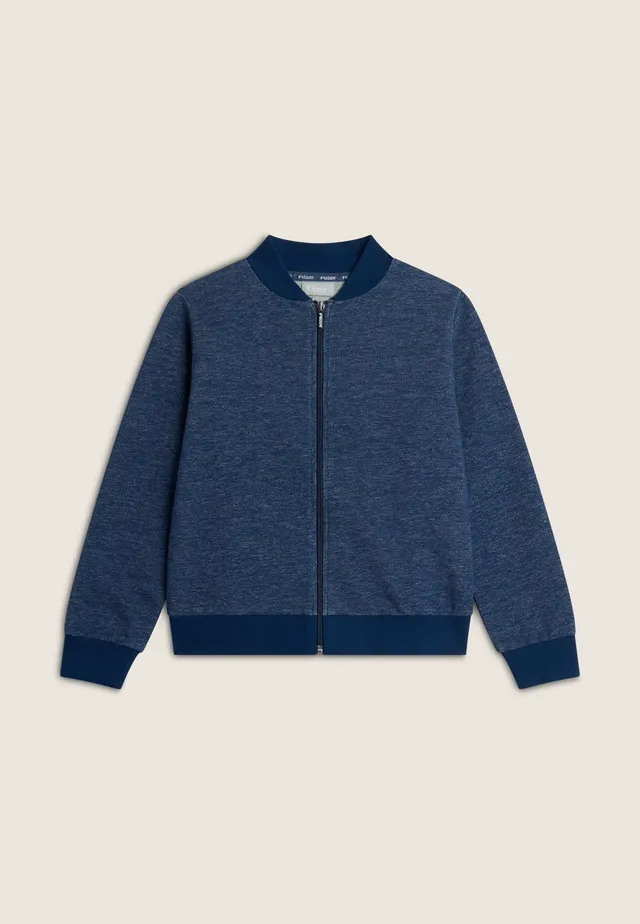 freddy-felpa-zip-bambina-bambino-cotone-m-lange-effetto-denim image 1