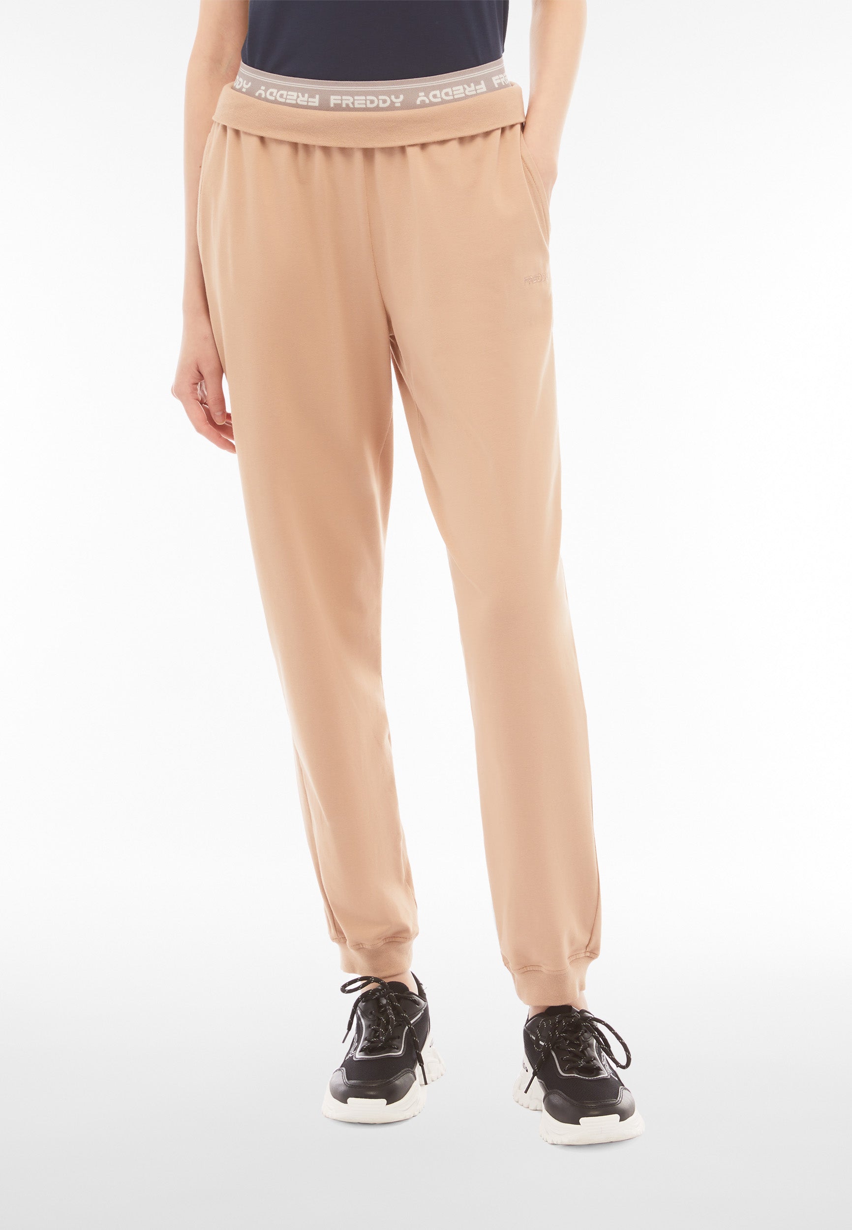 freddy-pantaloni-joggers-donna-in-jersey-con-elastico-logato image 1