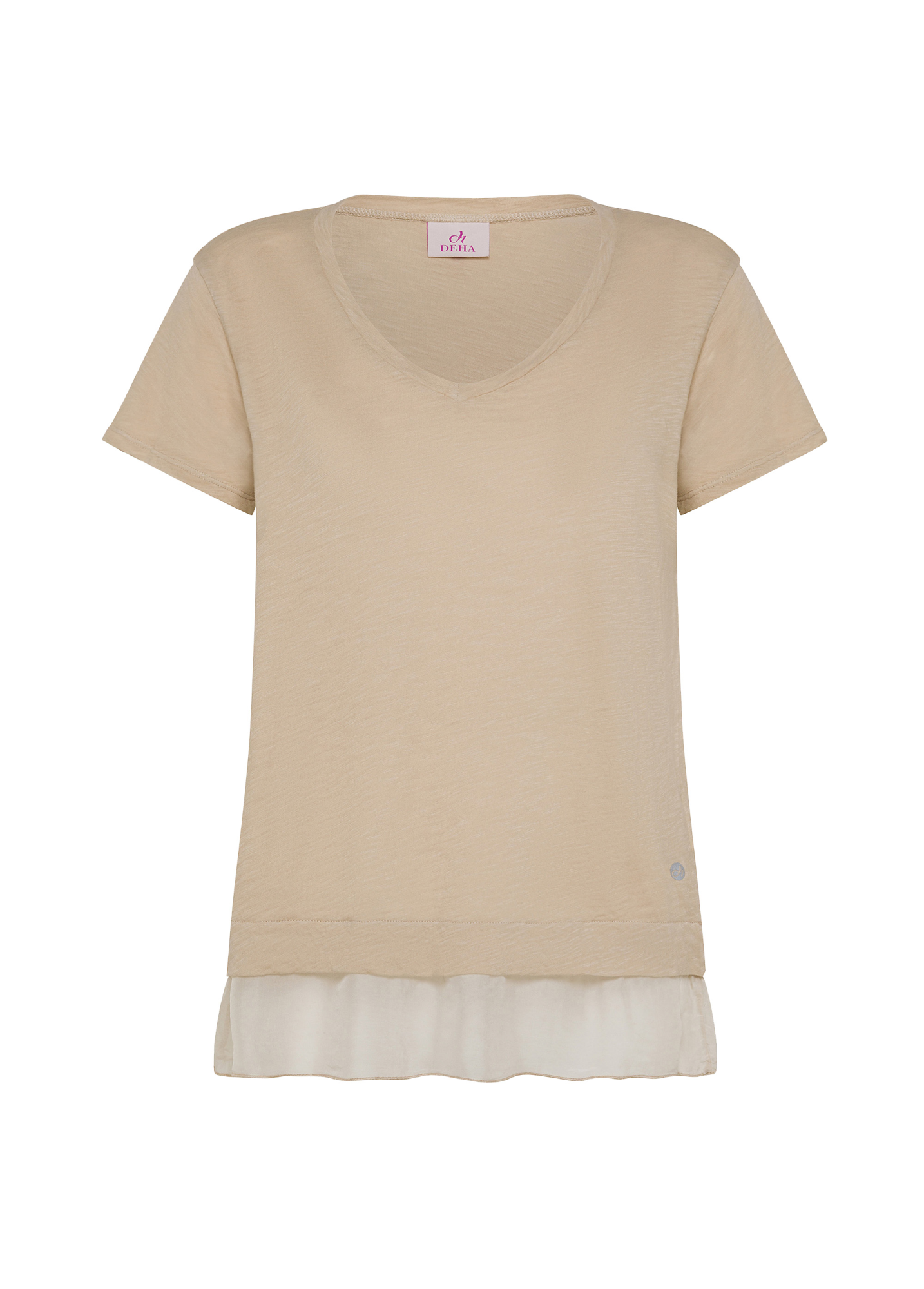 deha-t-shirt-in-jersey-fiammato-con-inserto-beige-d22311 image 1