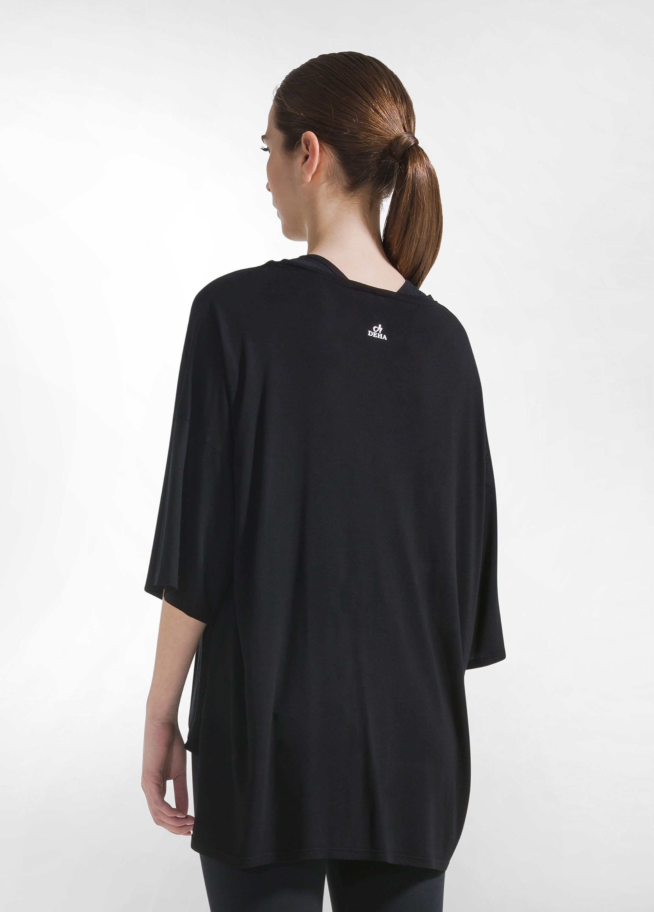 deha-t-shirt-yoga-oversize-tinta-unita-nera image 2