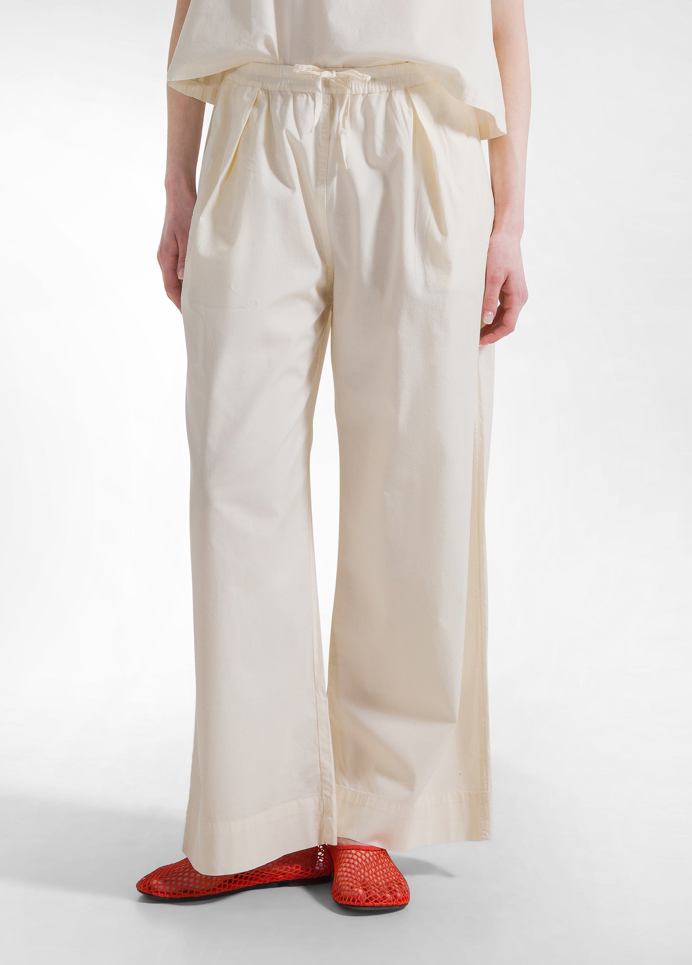 deha-pantaloni-in-popline-elasticizzato-bianco-d42545 image 2