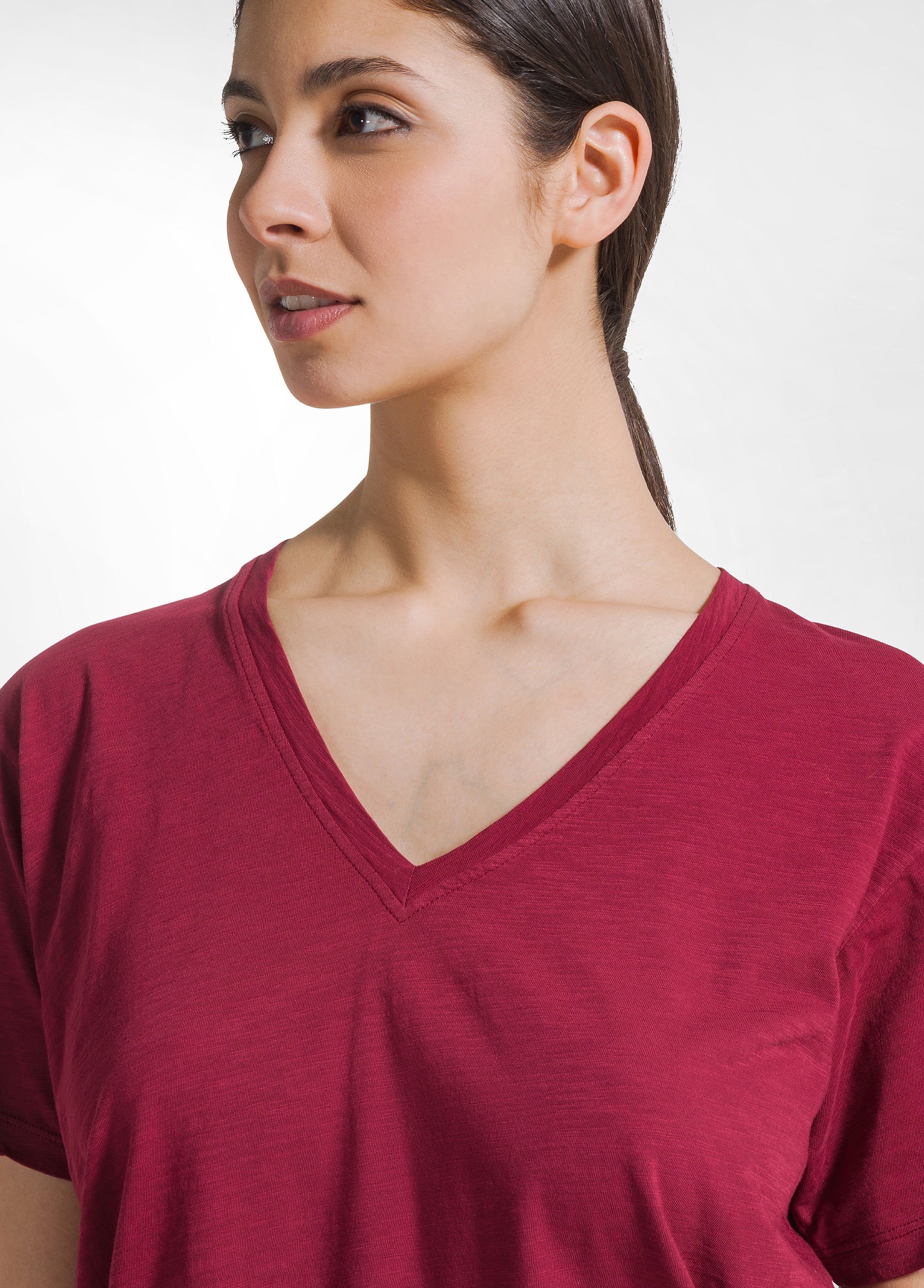 deha-t-shirt-flamm-scollo-ampio-rossa-in-cotone image 3