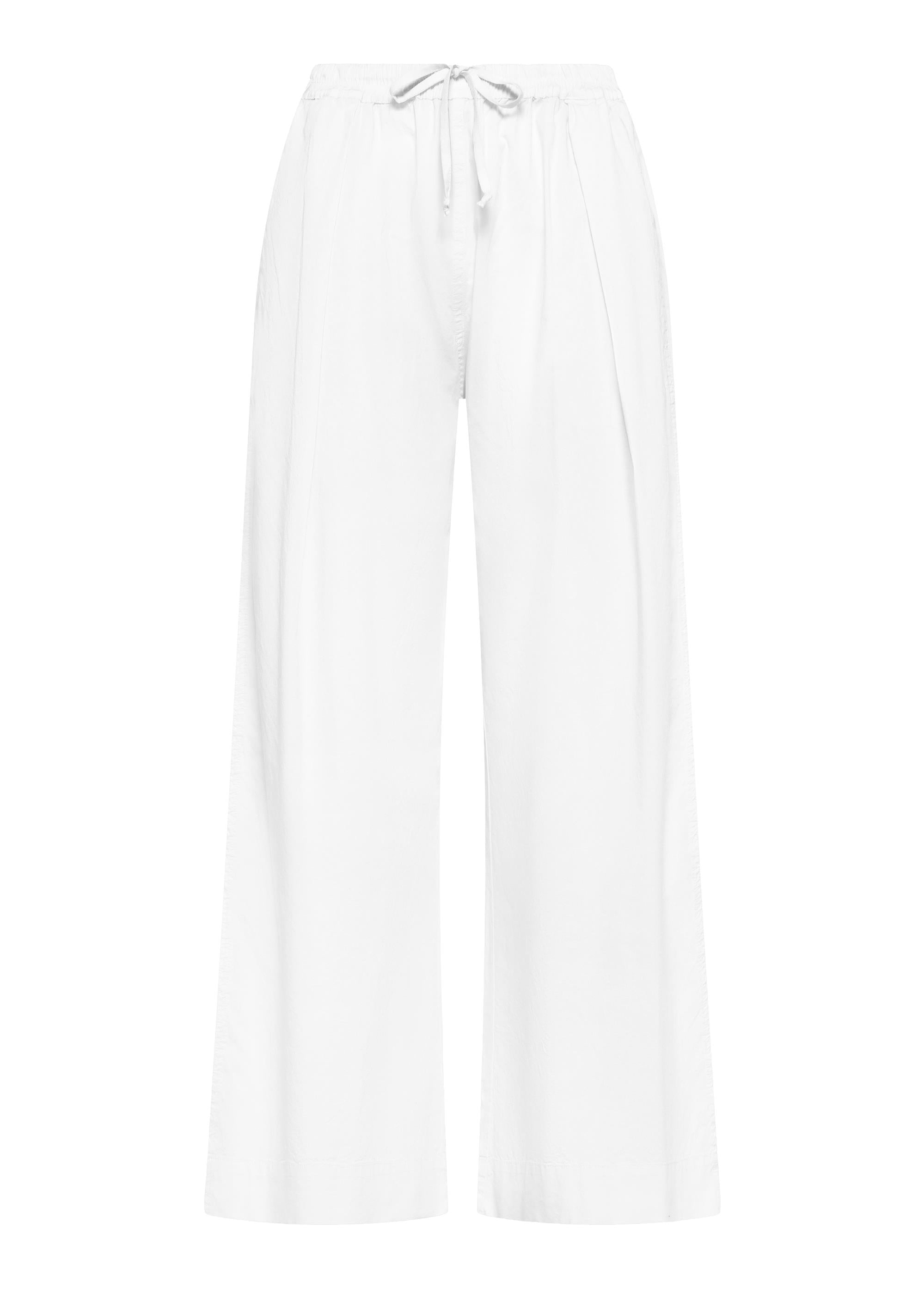 deha-pantaloni-in-popline-elasticizzato-bianco image 1