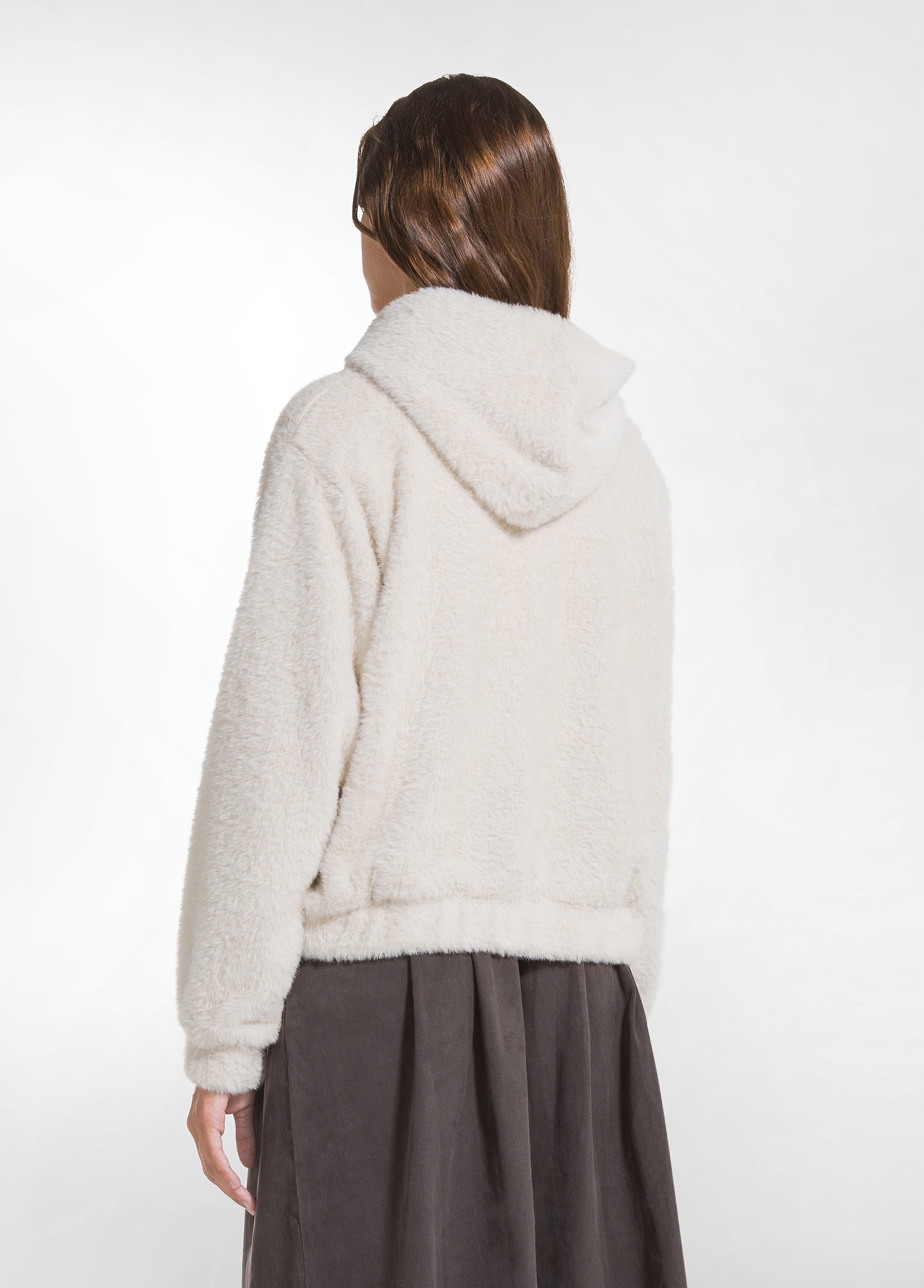 deha-d52333-felpa-con-zip-e-cappuccio-in-pile-leggero-bianco image 2