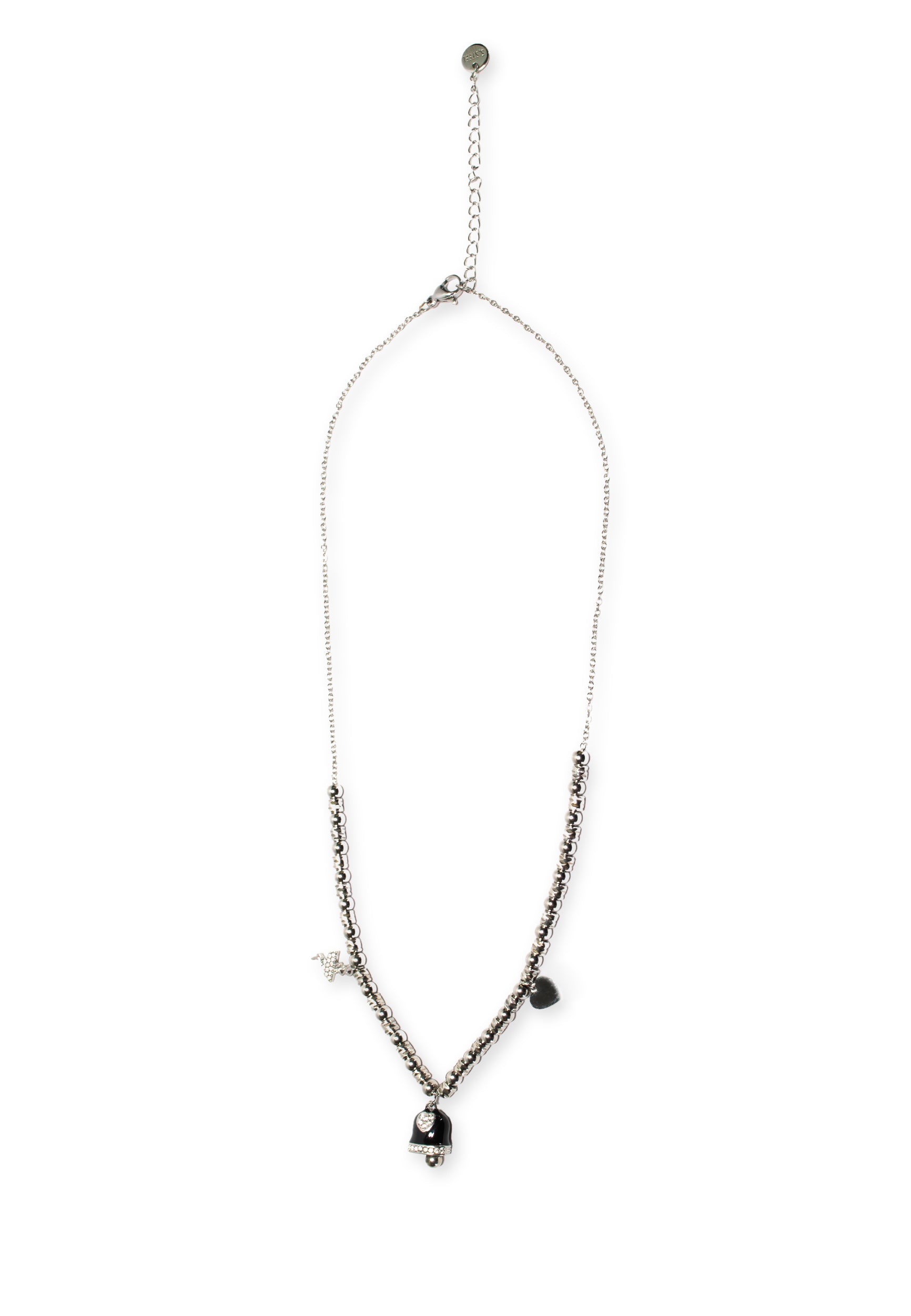 freddy-collana-acciaio-silver-316l-a-sfere-con-charms-nero-e-strass image 1