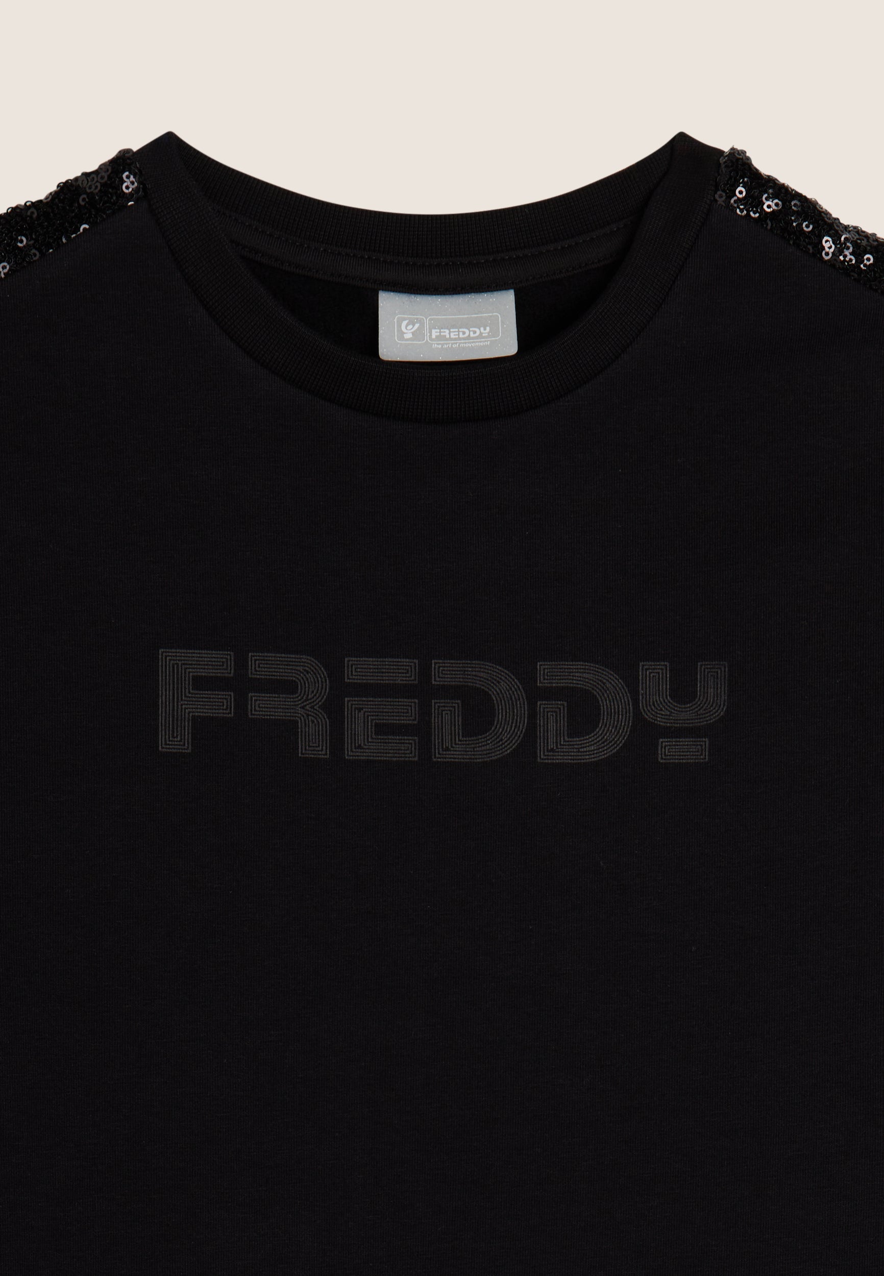 freddy-felpa-bambina-cotone-con-bande-paillettes-e-logo image 3