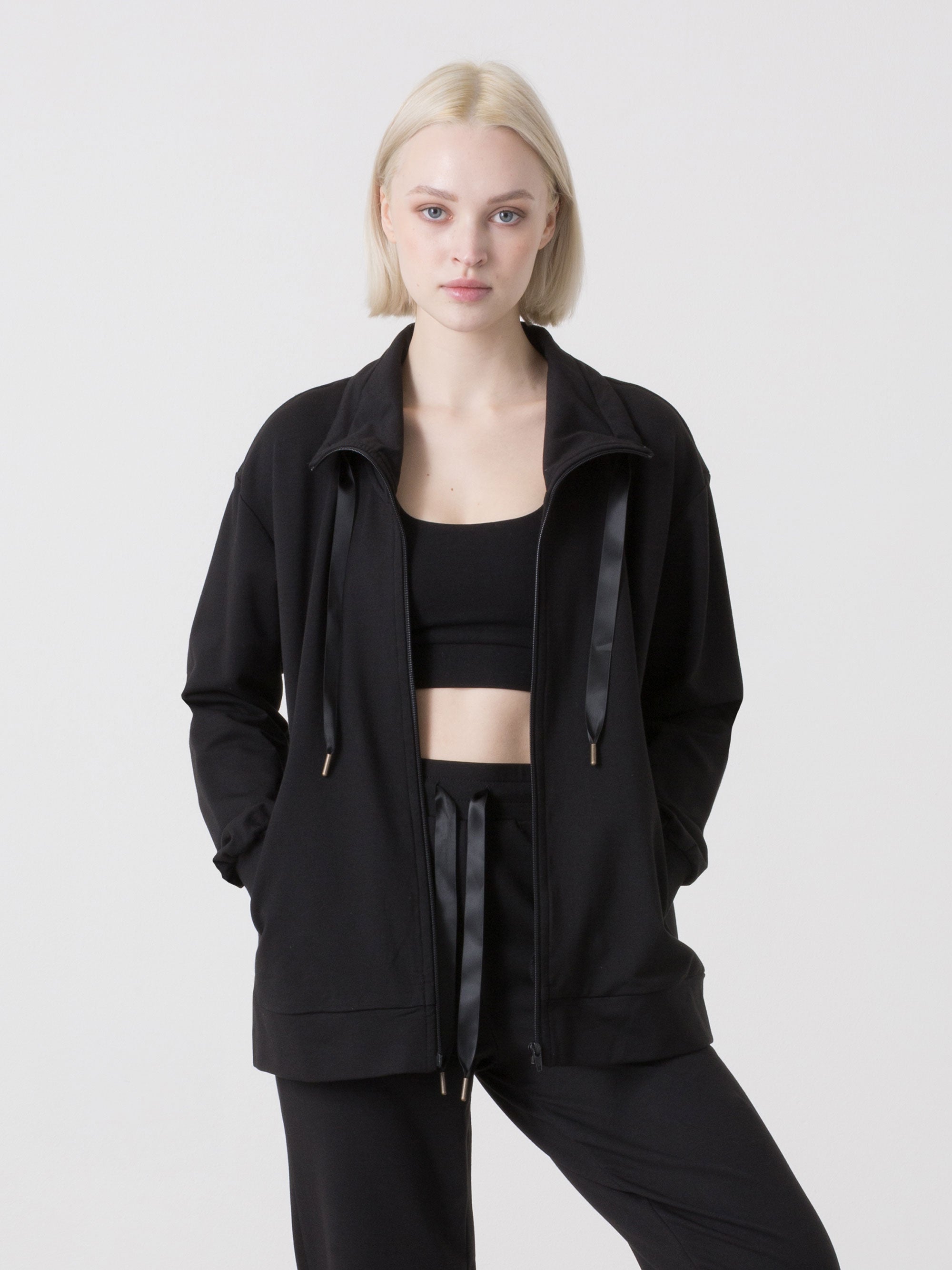 dimensione-danza-felpa-donna-full-zip-over-fit-in-modal-con-collo-alto image 1