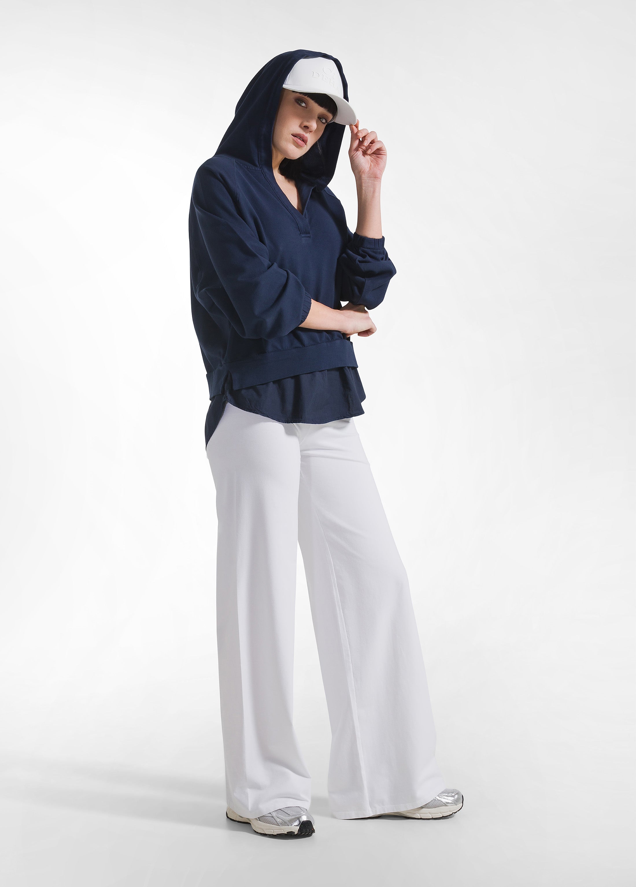 deha-d42009-pantaloni-ampi-jersey-stretch-tinta-unita-bianchi image 1