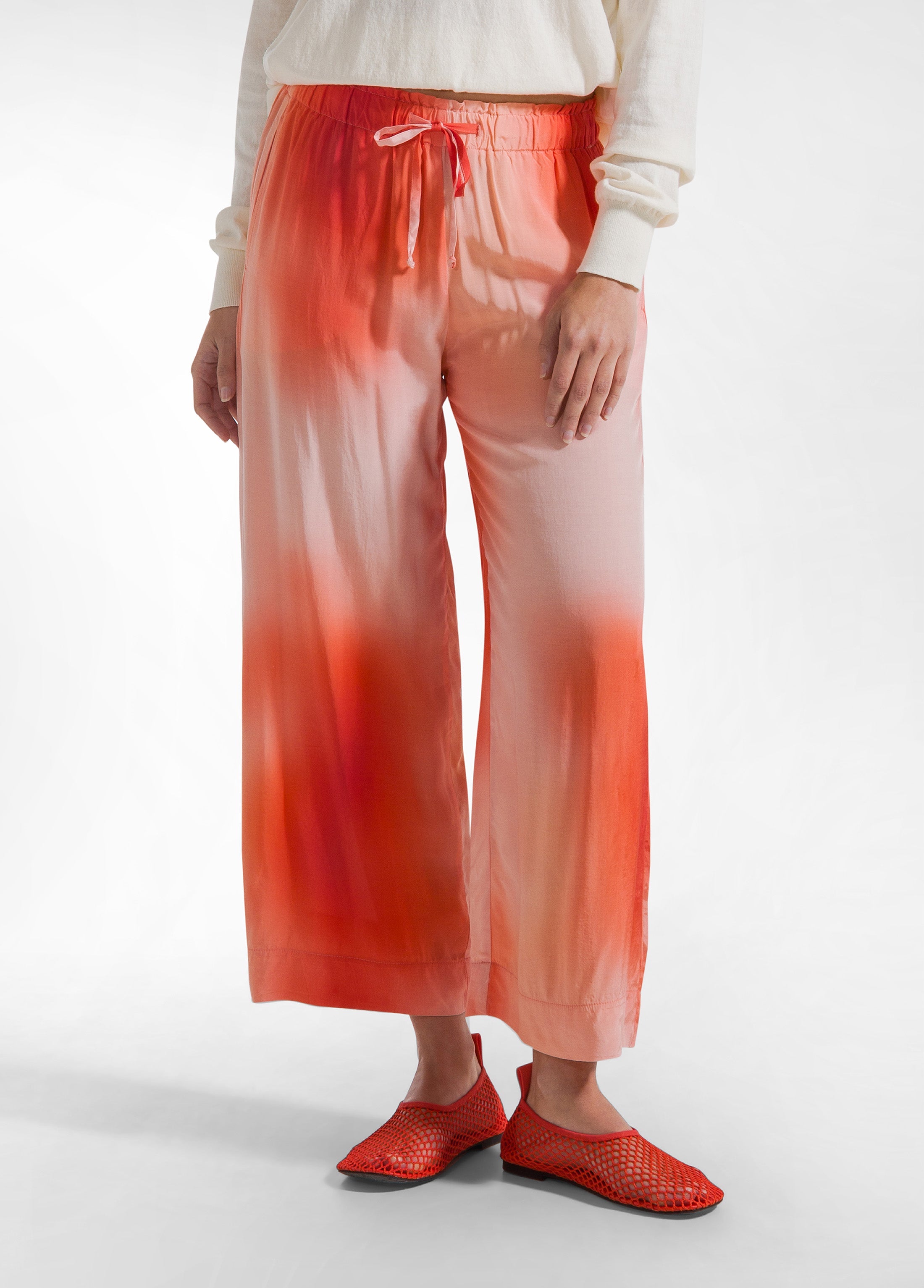 deha-pantaloni-crop-in-viscosa-habutai-rosso image 2