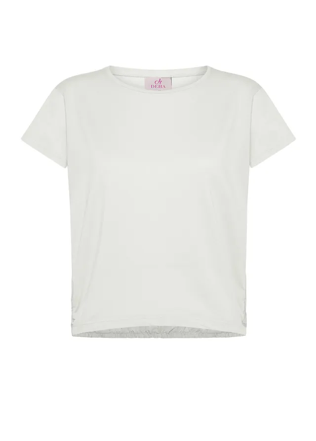 deha-t-shirt-accoppiata-jersey-mussola-di-seta-bianco-d22172 image 1