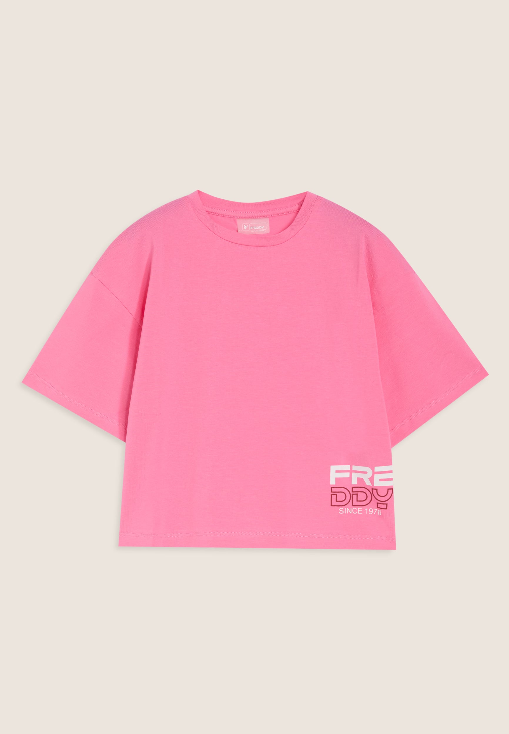 freddy-t-shirt-bambina-oversize-cropped-con-logo-laterale image 7