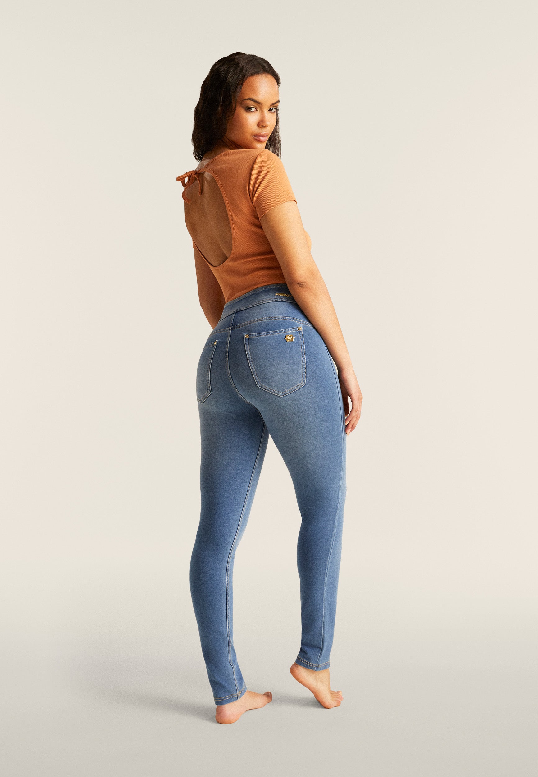 freddy-n-o-w-jeggings-skinny-vita-alta-denim-con-impunture image 3